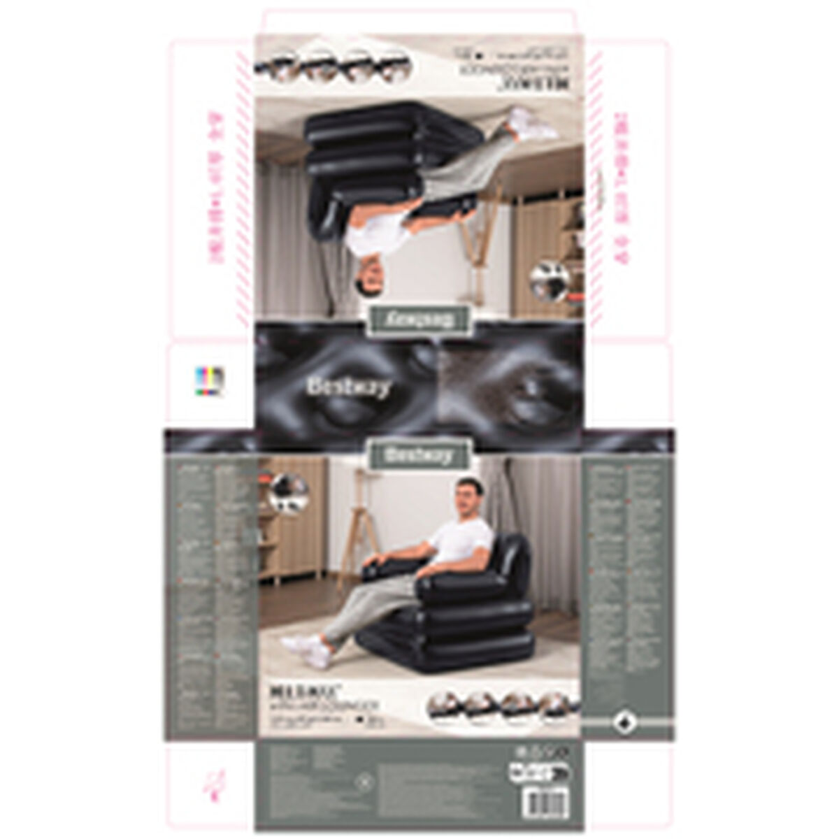 Bestway Sillon Hinchable 4 Posiciones Negro 191x38x25 cm Interior 75114