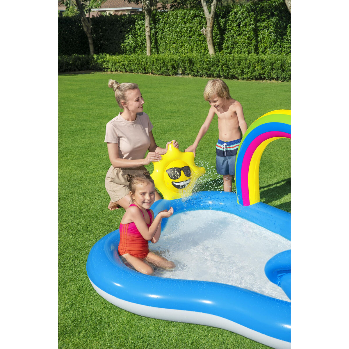 Bestway Piscina Hinchable Parque de Juegos Arcoiris 257x145x91 cm +2 Años Jardin 53092