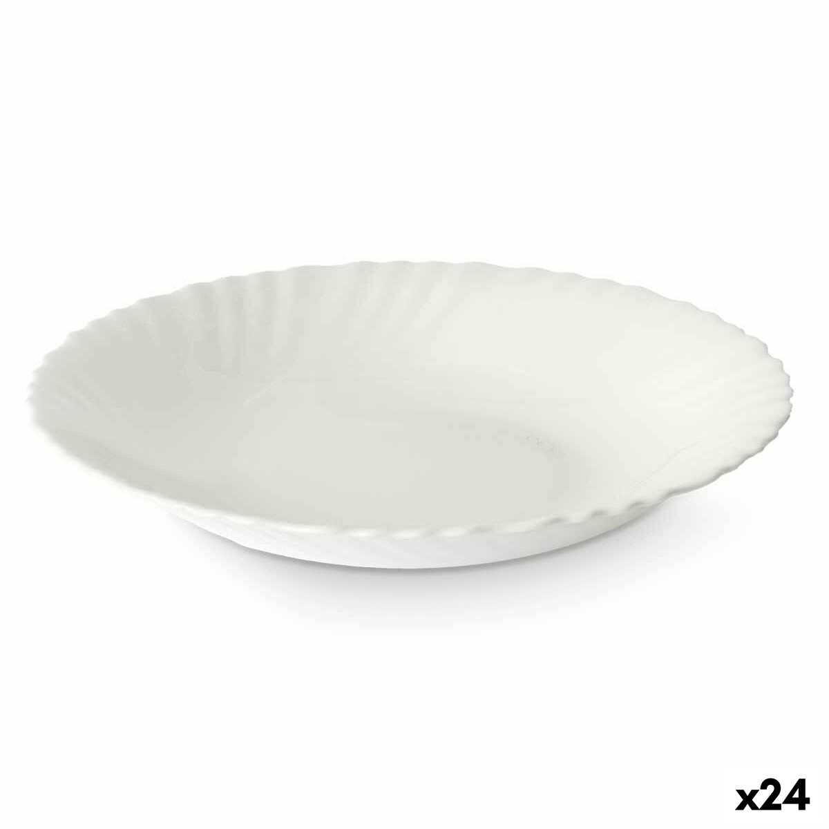 Plato Hondo Vivalto Blanco Vidrio opalino 21,5 x 3 x 21,5 cm (24 Unidades)