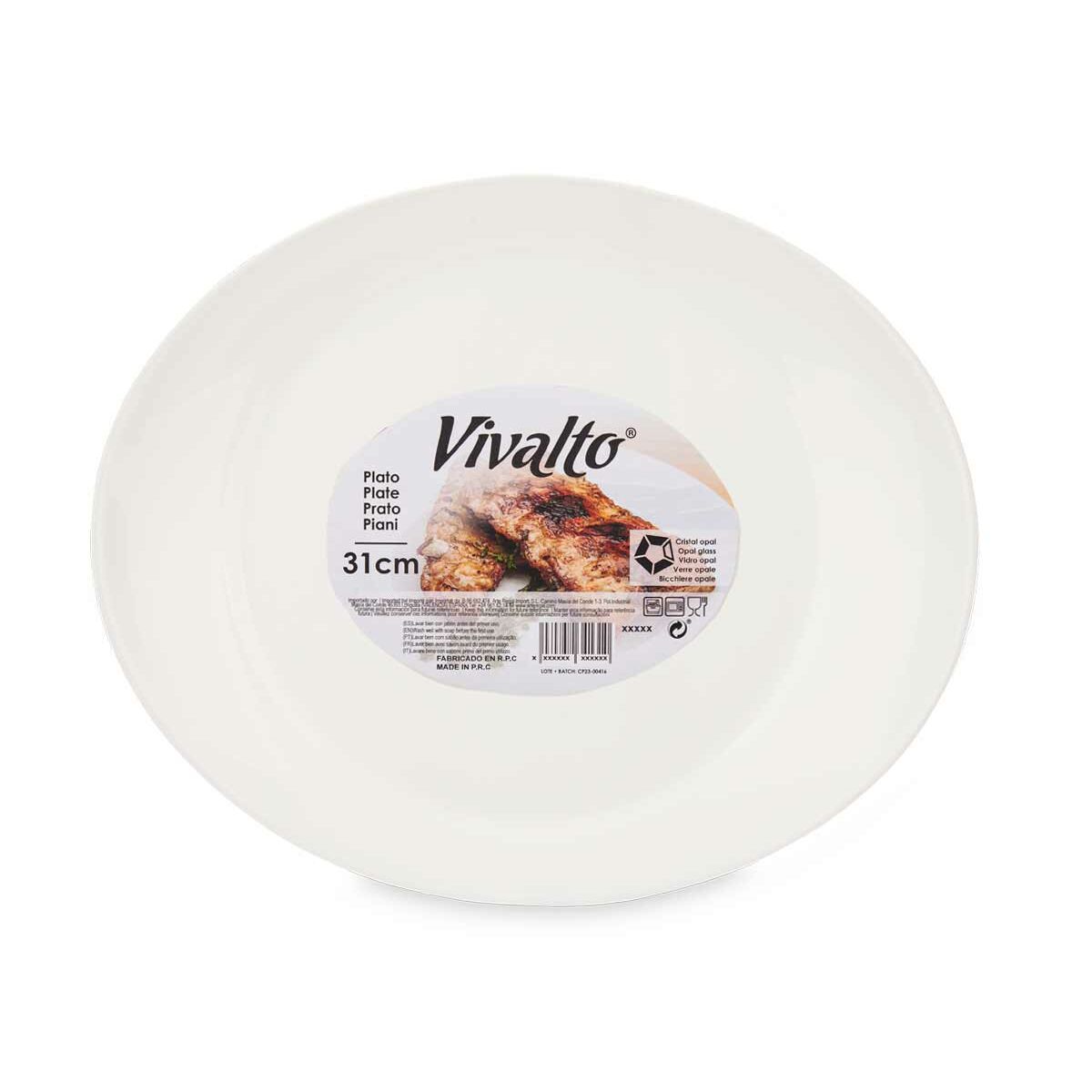 Plato Llano Vivalto Blanco Vidrio opalino 30,5 x 3 x 26 cm (18 Unidades)