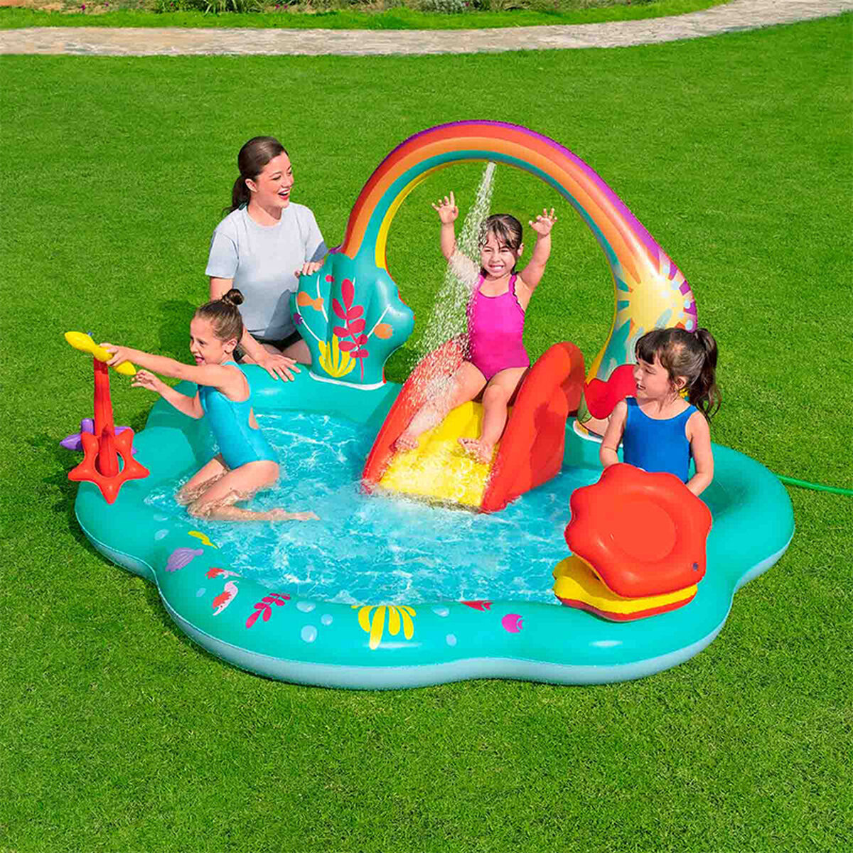 Bestway Piscina Hinchable Parque Juegos Disney Sirenita 221x193x117 cm +2 Años Jardin 91097