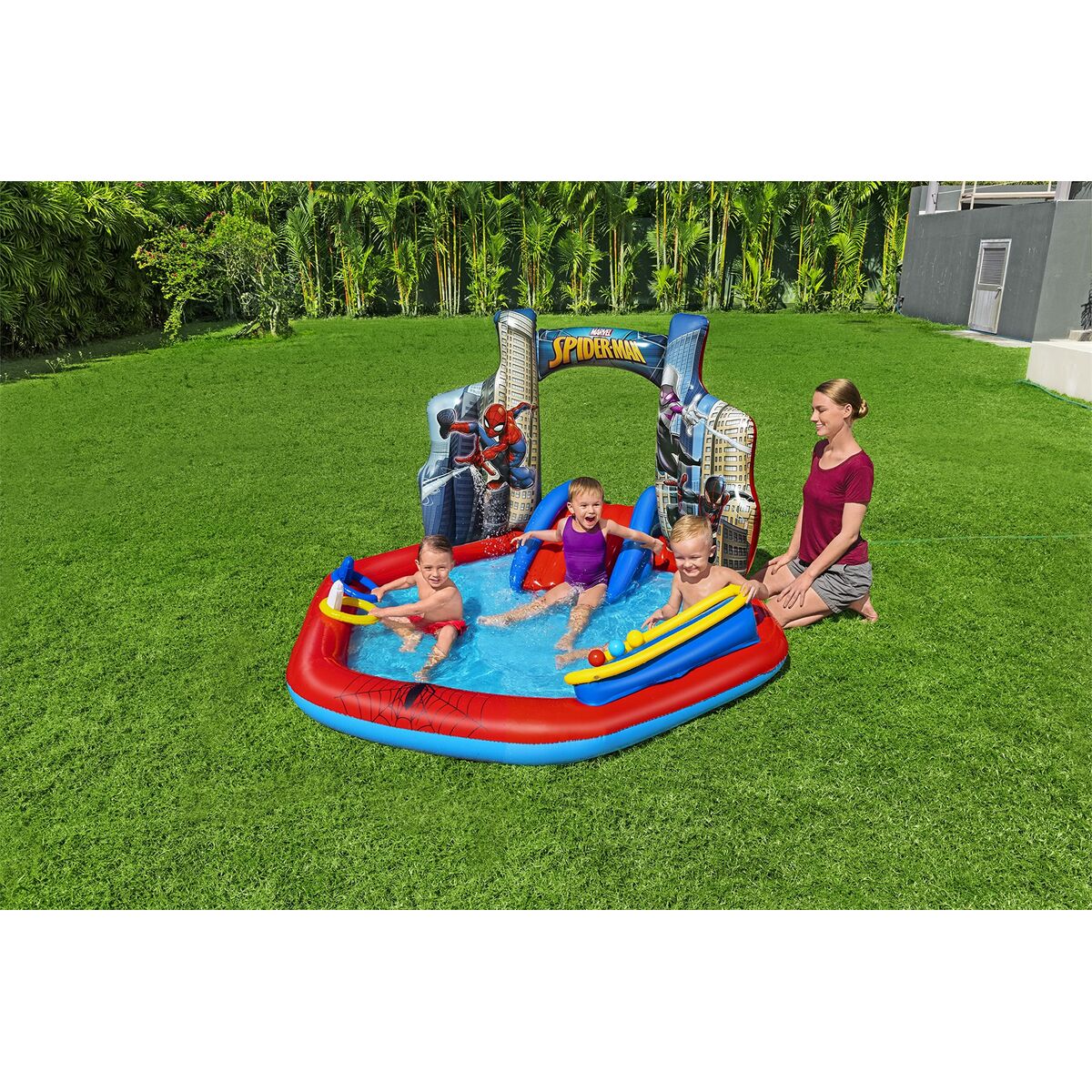 Bestway Piscina Hinchable Parque de Juegos Spiderman 211x206x127 cm +2 Años Jardin 98793