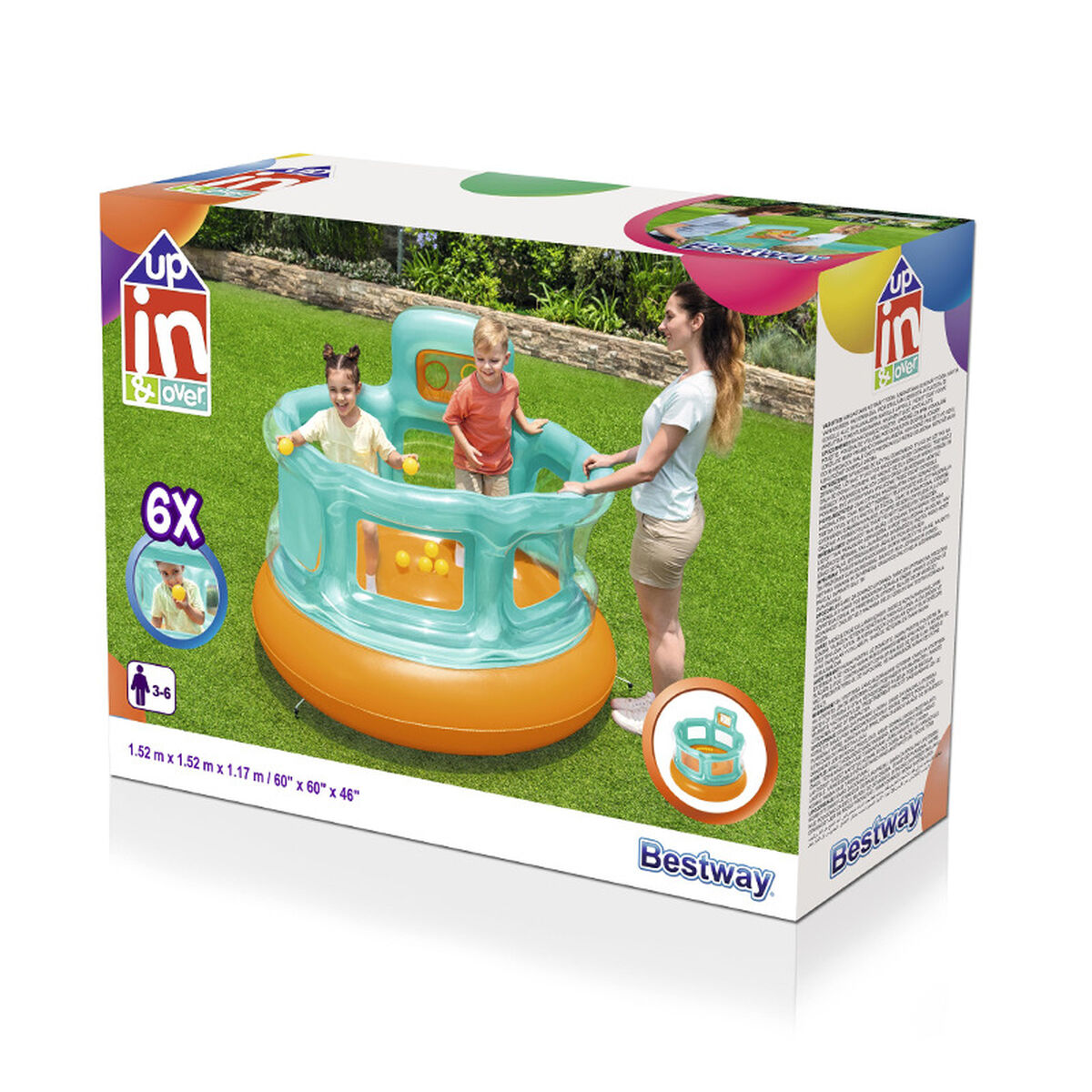 Bestway Saltador Hinchable Juegos con Bolas 152x152x117 cm +3 Años Interior y Jardin 52344