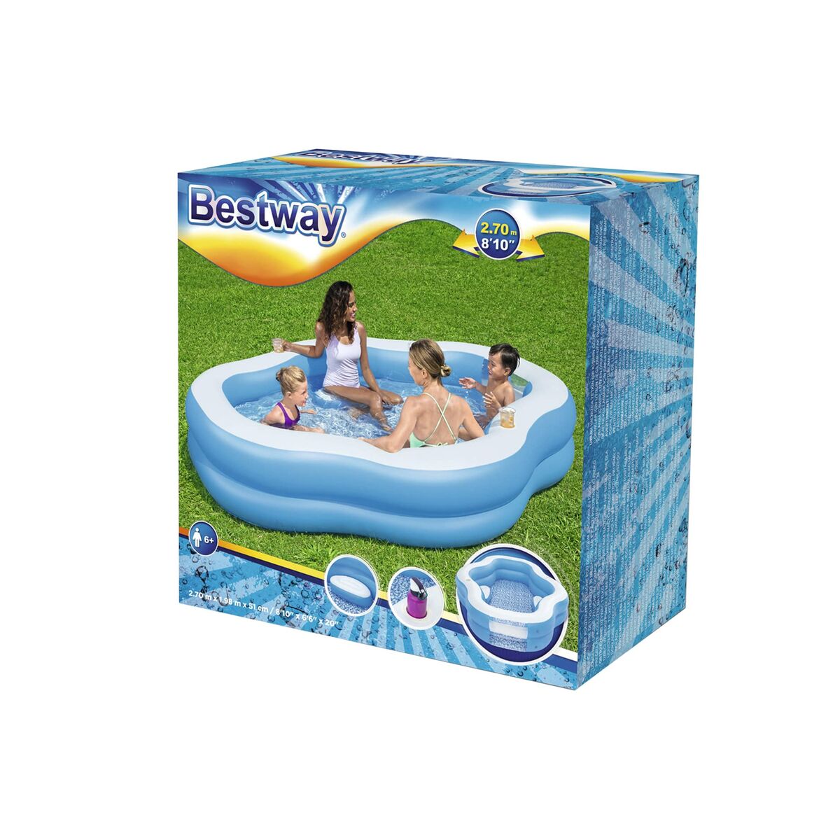 Bestway Piscina Hinchable Familiar 270x198x51 cm +6 Años Jardin 54409