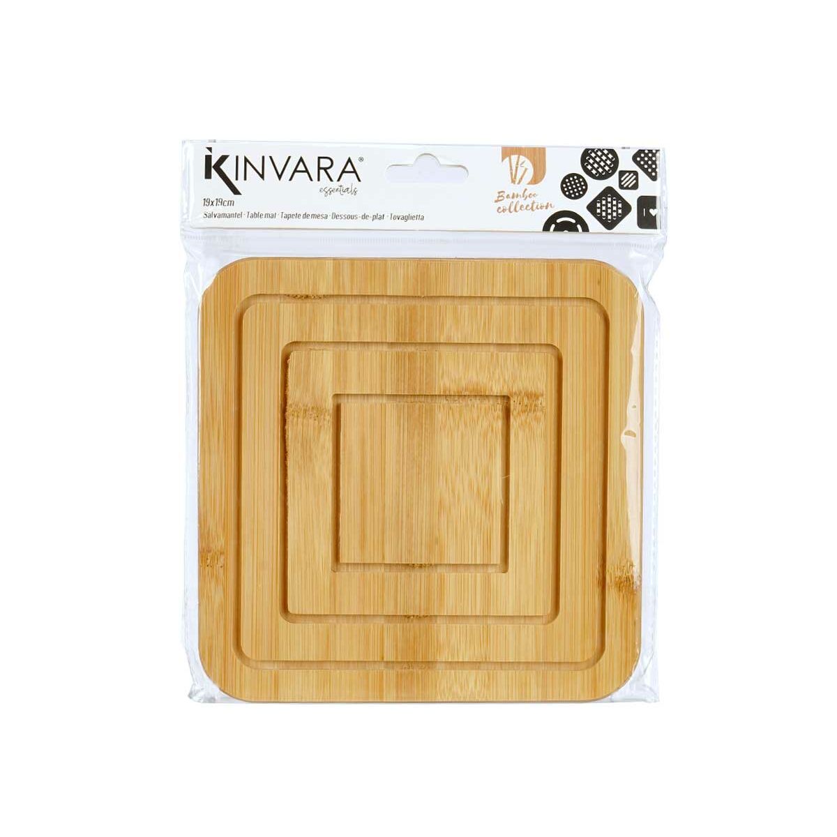Salvamantel Kinvara Natural Bambú Cuadrado 19 x 1 x 19 cm 18,7 x 1 x 18,7 cm (24 Unidades)