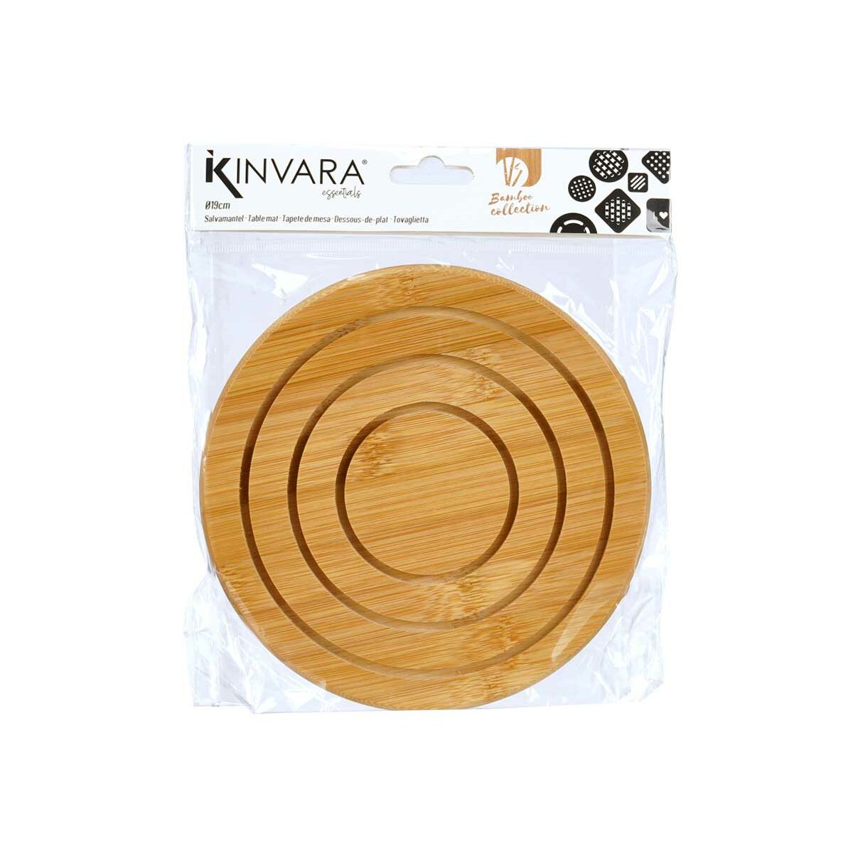 Salvamantel Kinvara Natural Bambú Redondo 19 x 1 x 19 cm (24 Unidades)