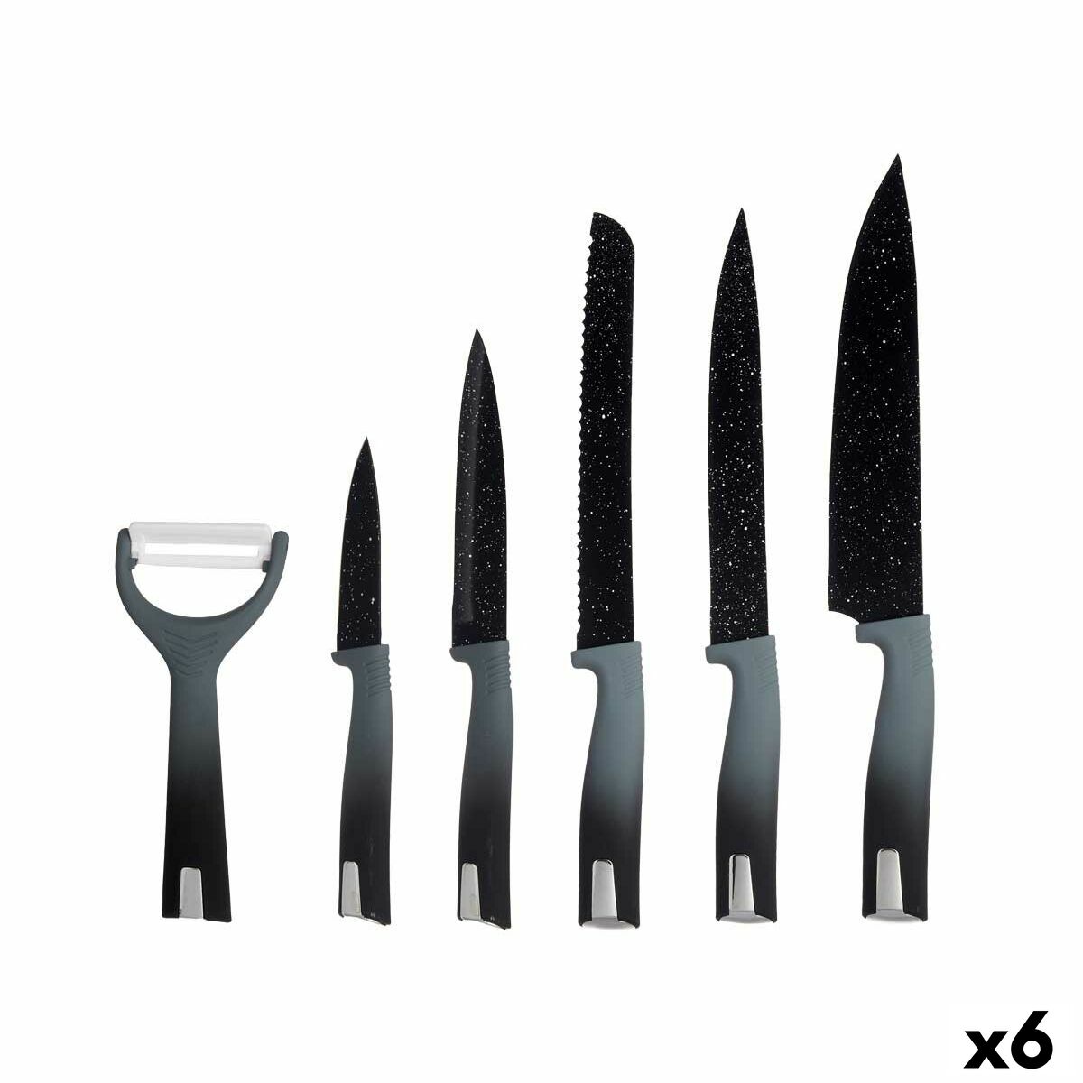 Set de Cuchillos Kinvara Negro Acero Inoxidable Polipropileno 6 Piezas (6 Unidades)