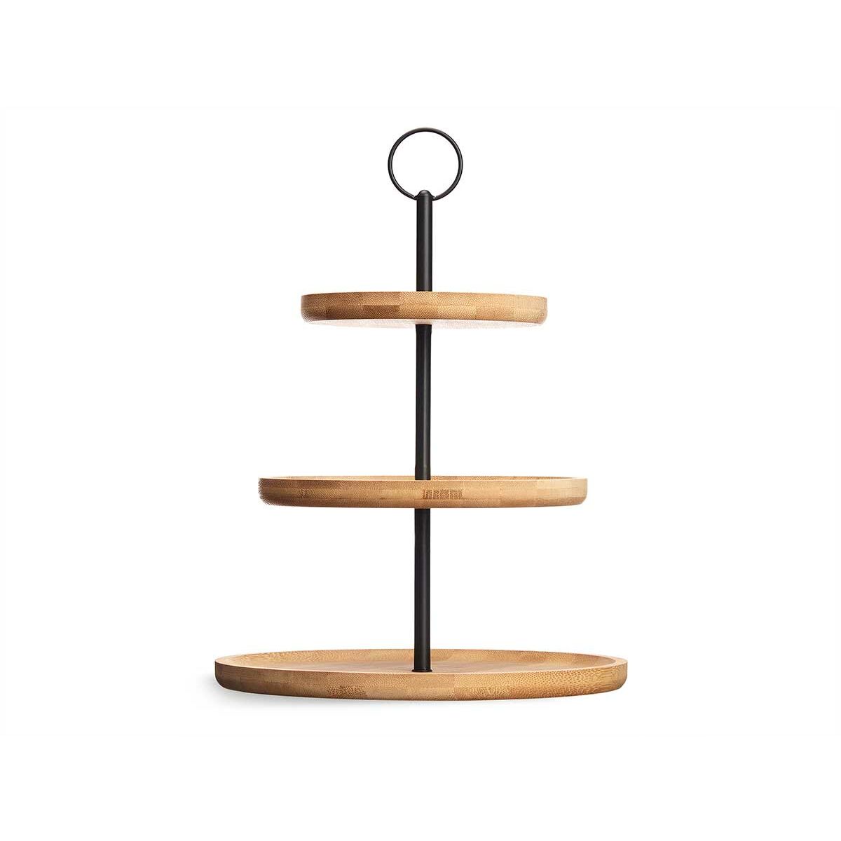 Frutero Kinvara Negro Natural Metal Bambú 25 x 37 x 25 cm (6 Unidades)