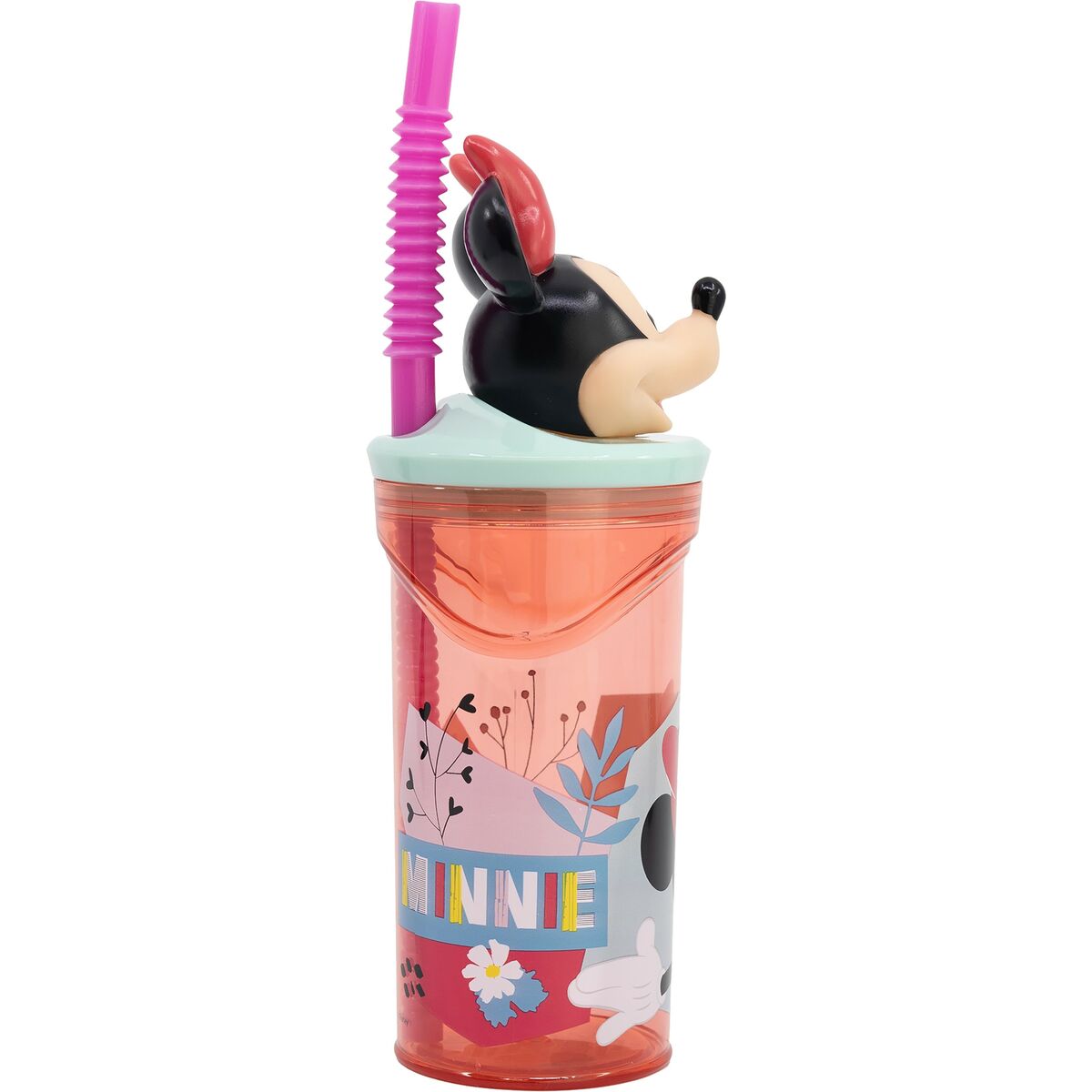 Vaso con Pajita Minnie Mouse CZ11337 3D Rosa