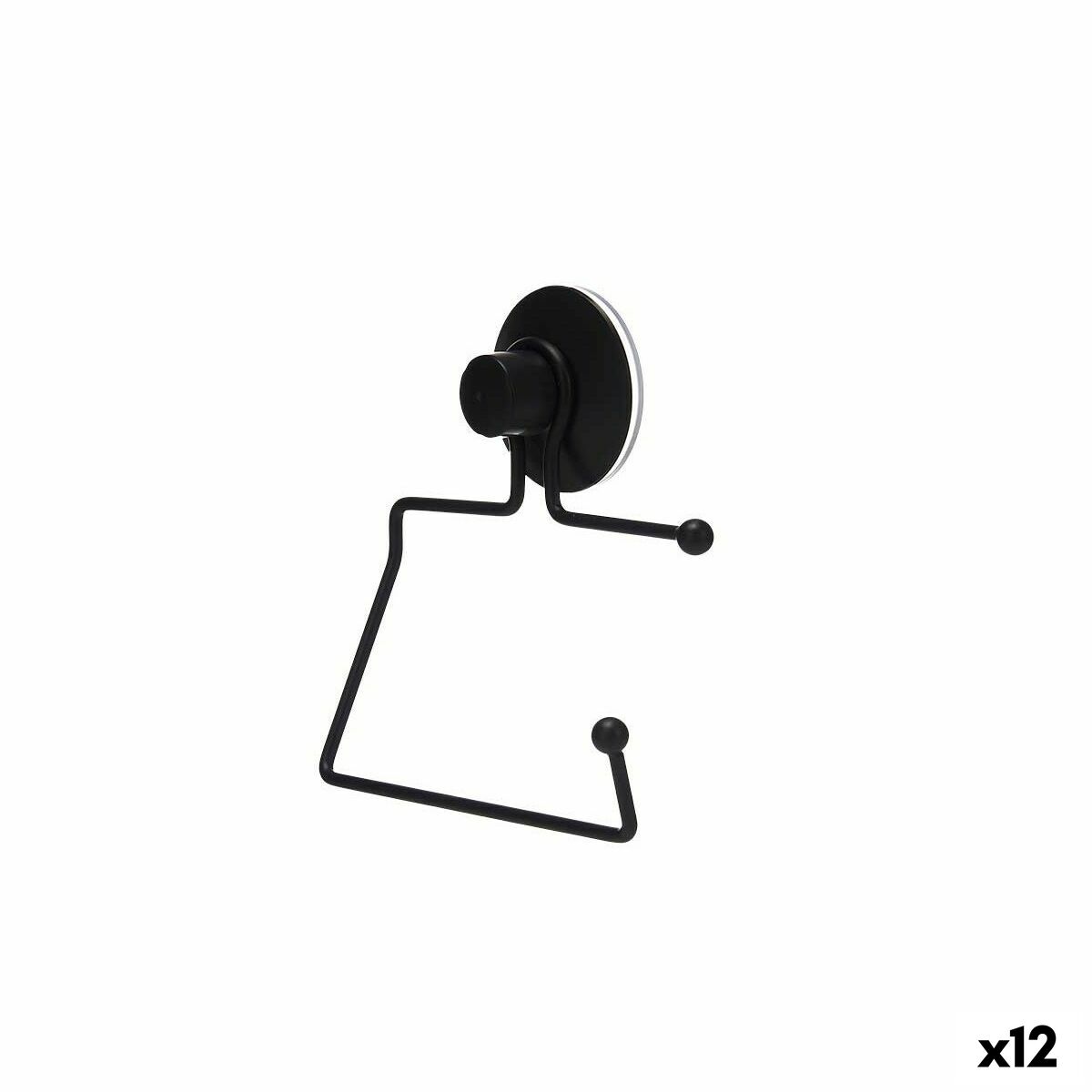 Portarrollos de Papel Higiénico Berilo Negro Acero ABS 12 x 14 x 3,5 cm (12 Unidades)