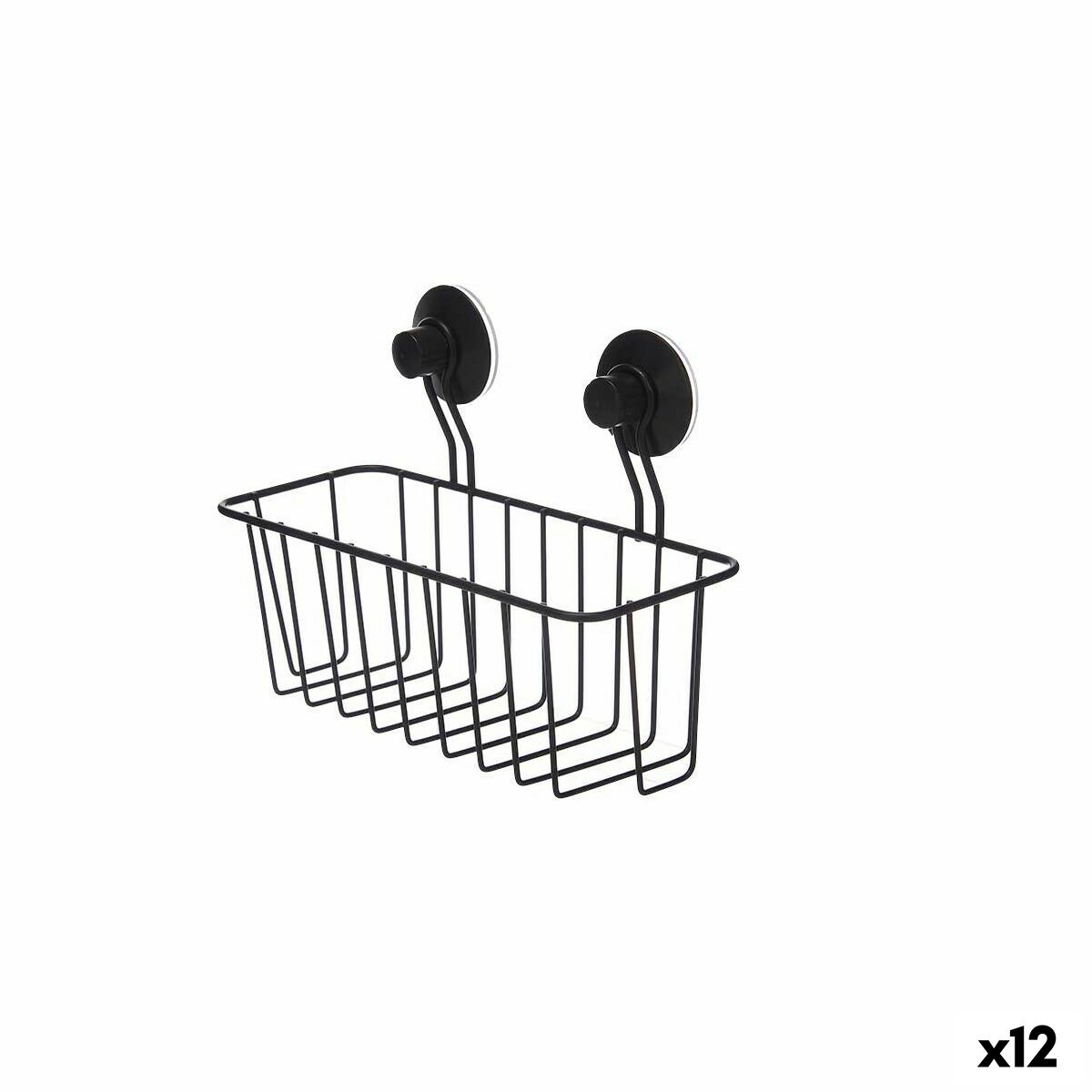 Soporte de Ducha Berilo Negro Acero ABS 24 x 18 x 10 cm (12 Unidades)