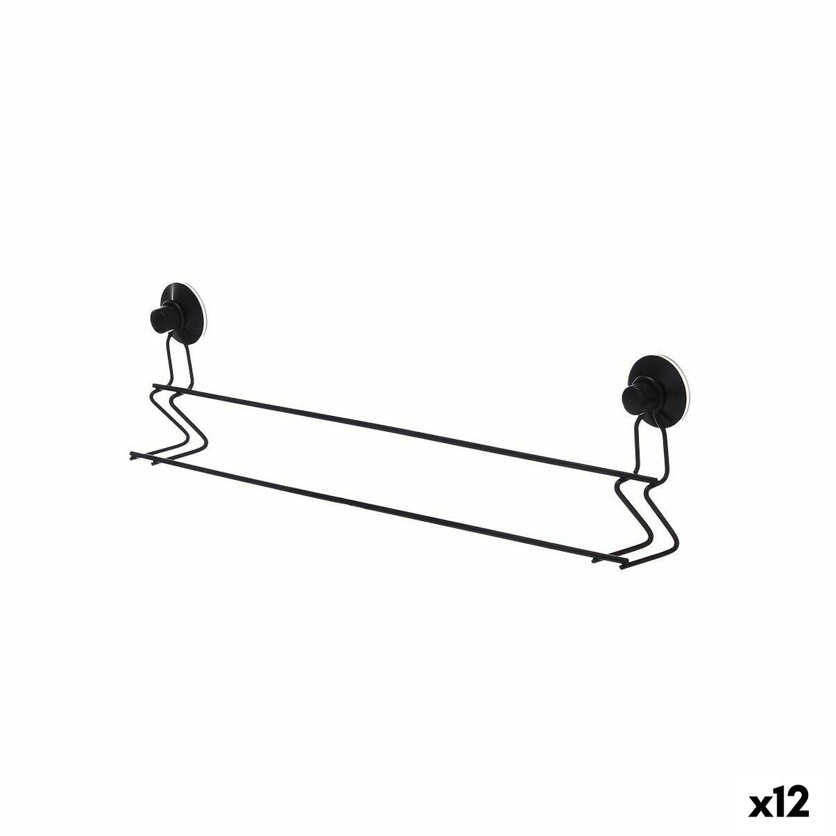 Toallero de barra Berilo Negro Acero ABS 54 x 15 x 6,5 cm Doble (12 Unidades)