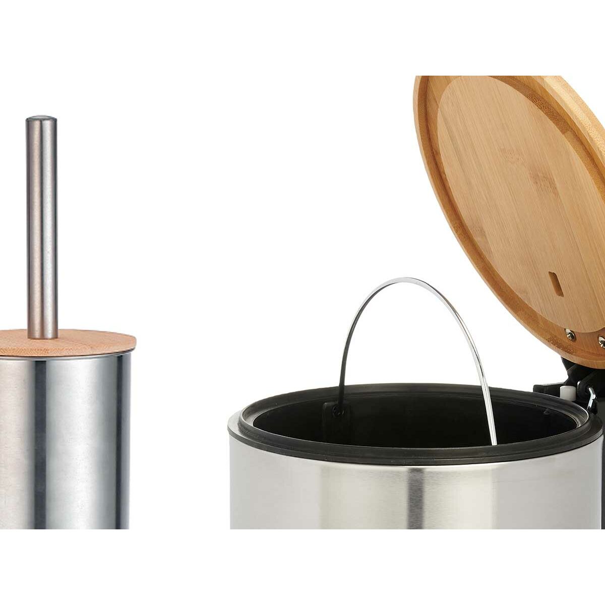 Set de Baño Berilo Plateado Bambú Acero Inoxidable Polipropileno 25 x 28 x 20 cm 28,5 x 28 x 18 cm 2 Piezas (6 Unidades)