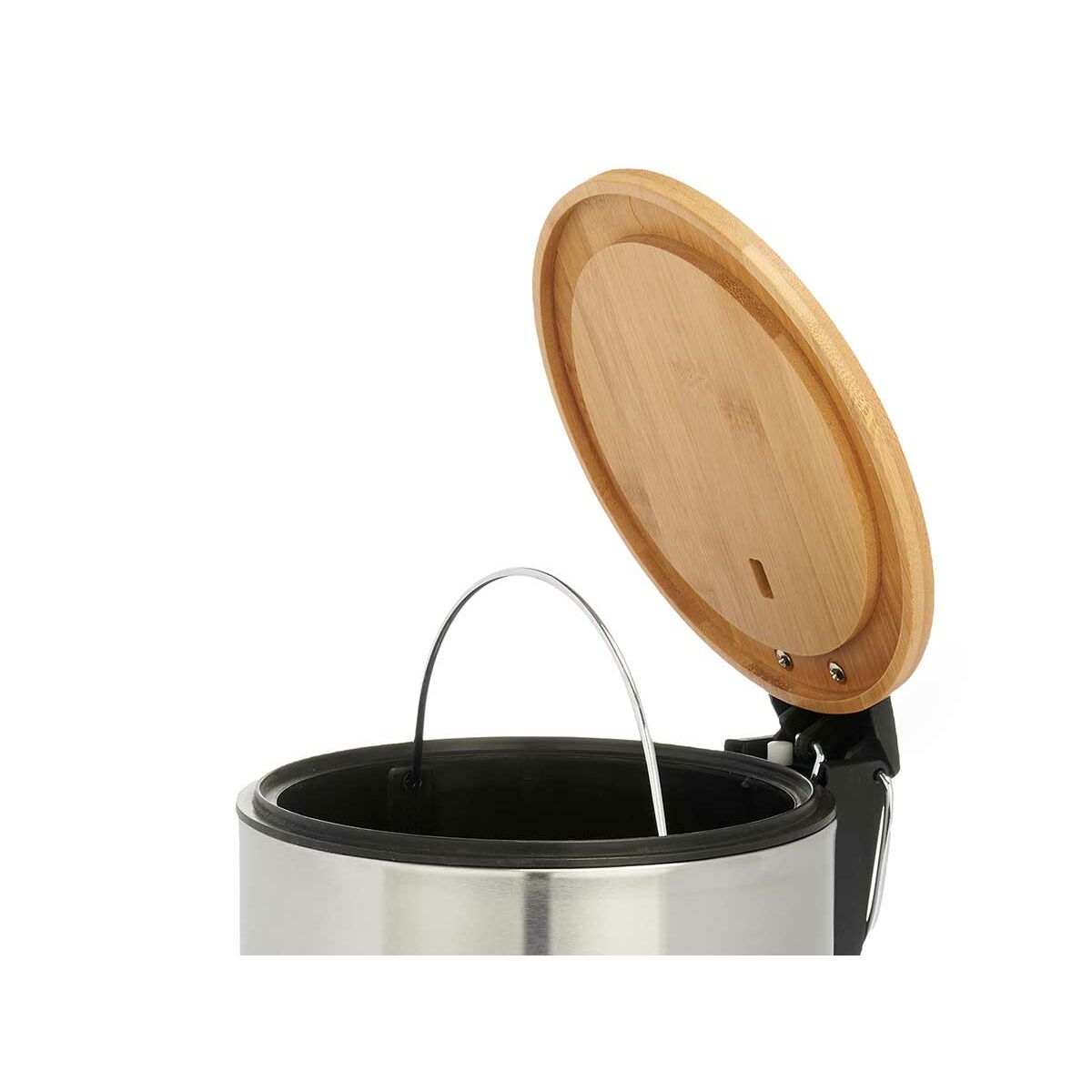 Papelera con Pedal Berilo Marrón Plateado Bambú Acero Inoxidable 3 L (6 Unidades)