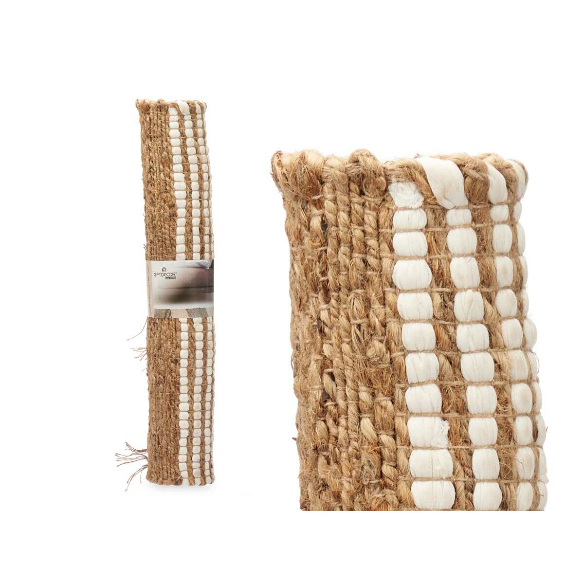 Alfombra Gift Decor Negro Natural Rayas 70 x 1 x 140 cm (8 Unidades)