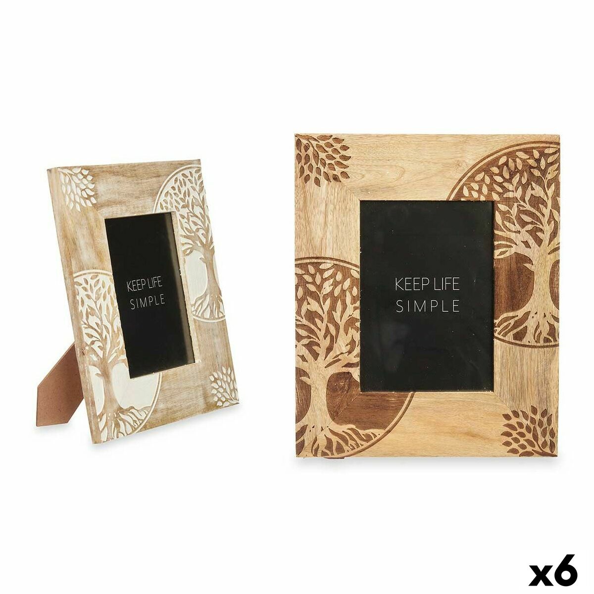 Marco de Fotos Gift Decor Blanco Marrón Madera de mango Árbol de la vida (6 Unidades)
