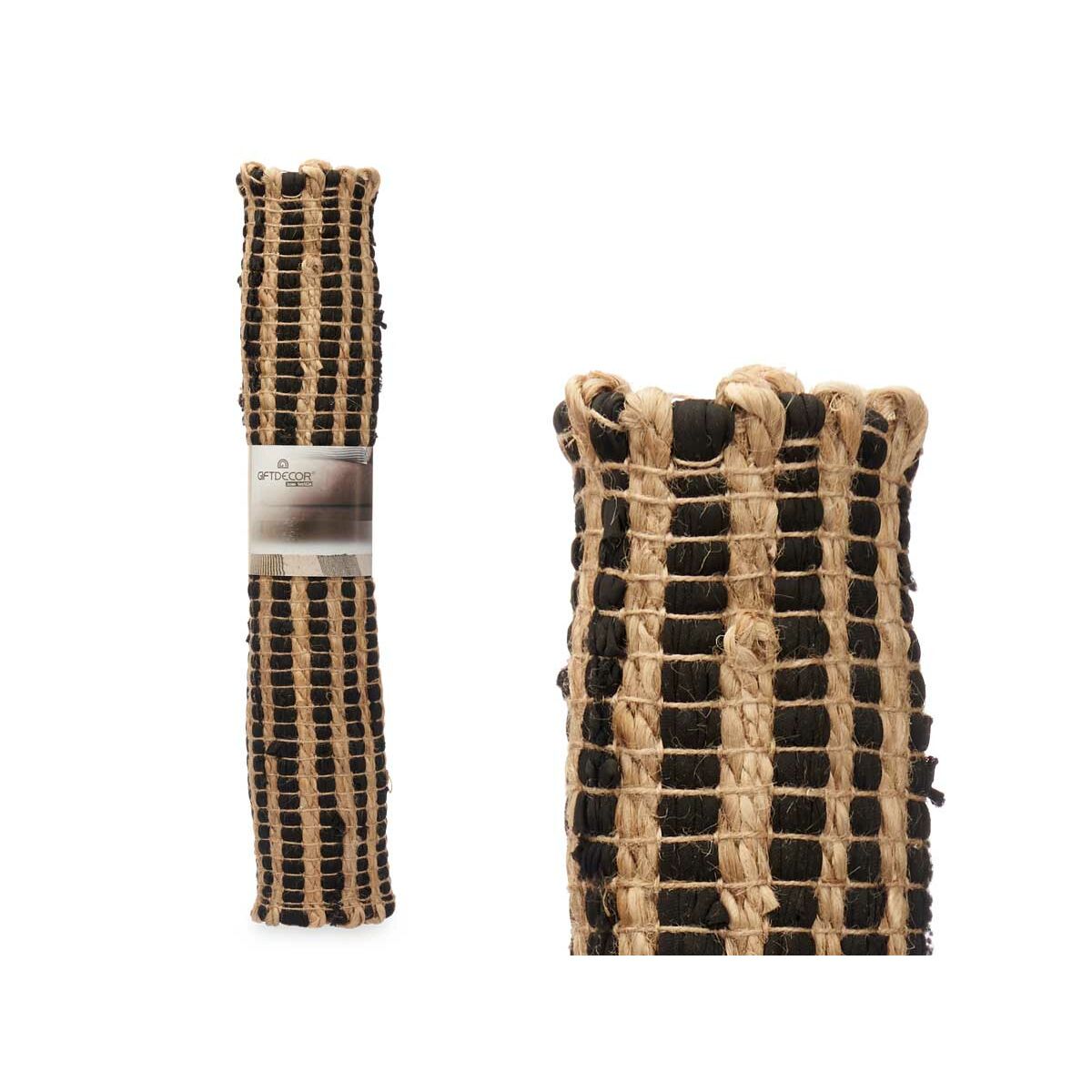Alfombra Gift Decor Negro Natural Rayas 60 x 1 x 90 cm (12 Unidades)