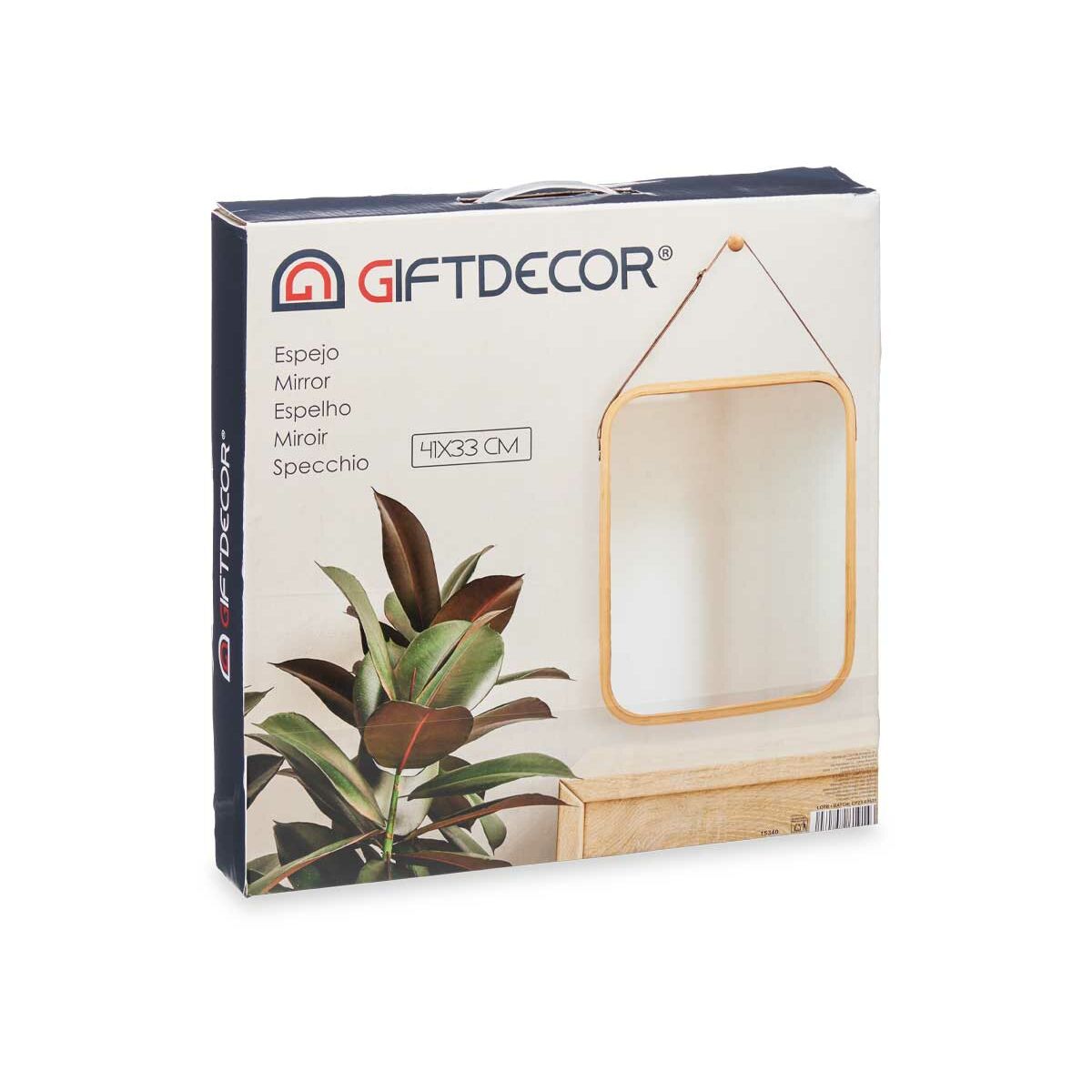 Espejo Colgante Gift Decor Natural Rectangular 34 x 41,5 x 1,5 cm (6 Unidades)