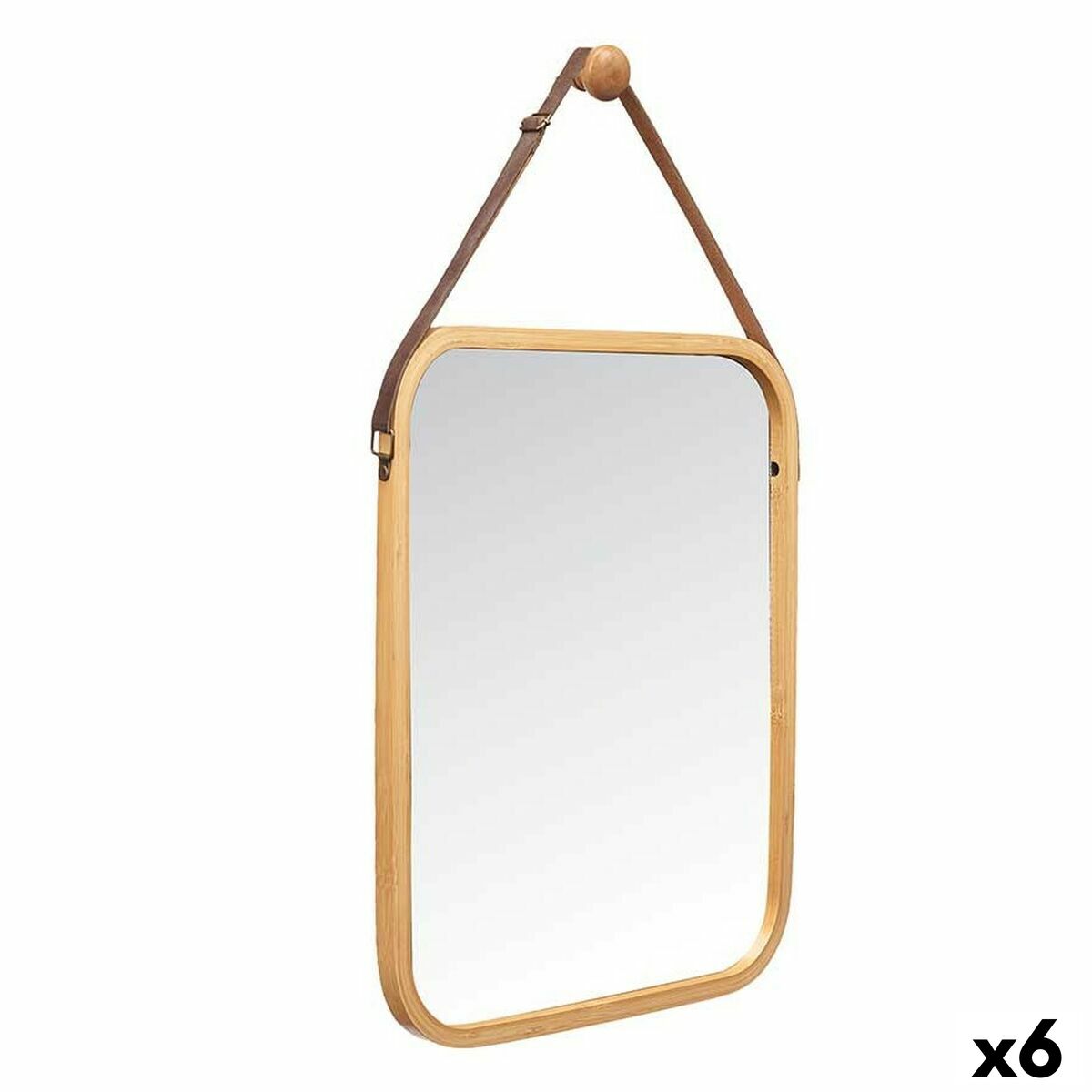 Espejo Colgante Gift Decor Natural Rectangular 34 x 41,5 x 1,5 cm (6 Unidades)
