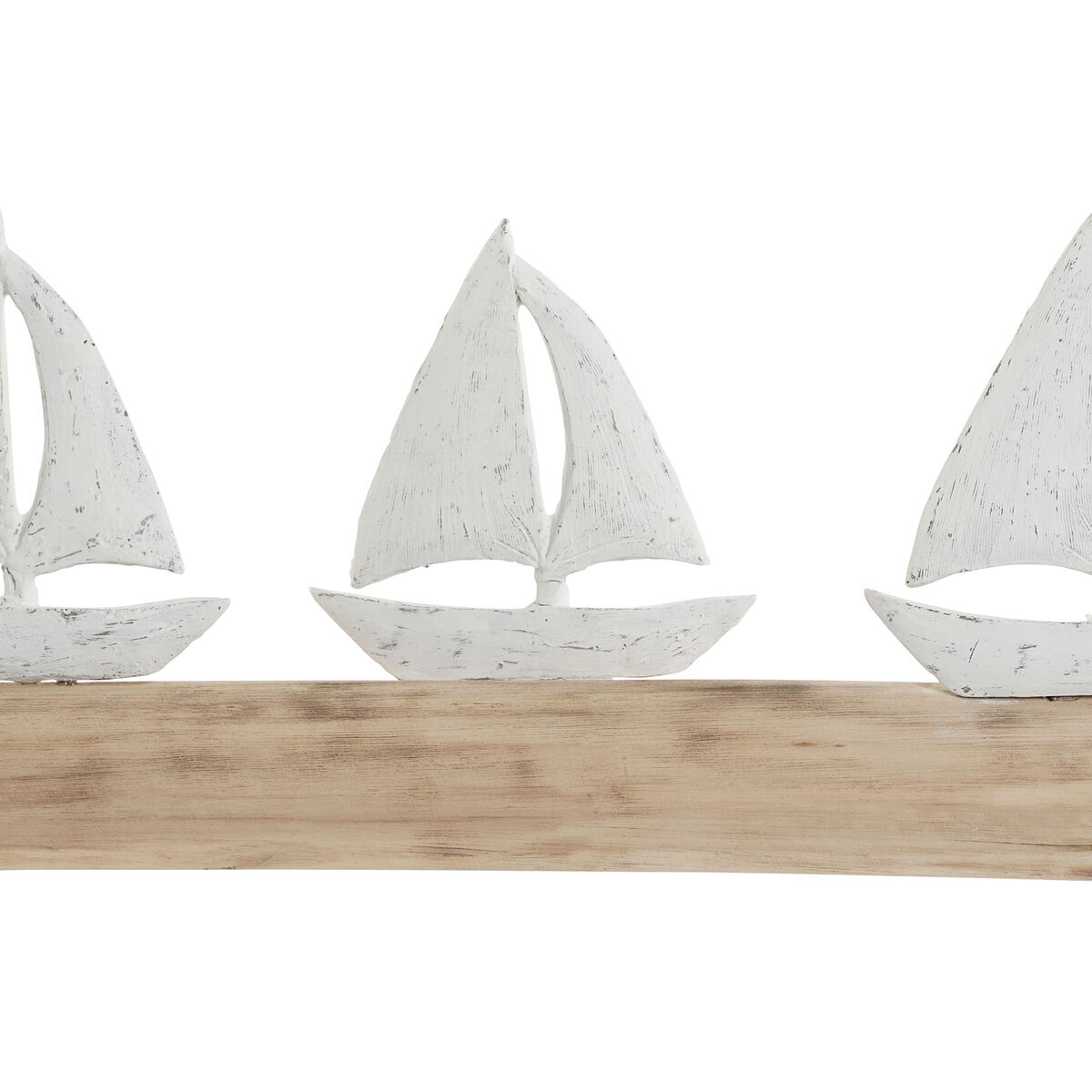 Figura Decorativa Home ESPRIT Blanco Natural Veleros Mediterráneo 62 x 8,5 x 25,5 cm