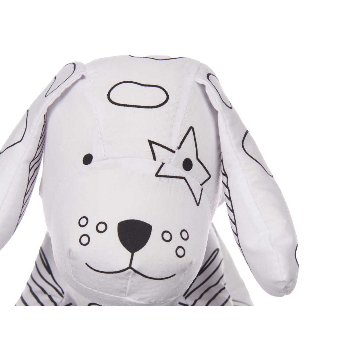 Peluche para Colorear Pincello Blanco Negro Tela 13 x 14 x 20 cm Perro (8 Unidades)
