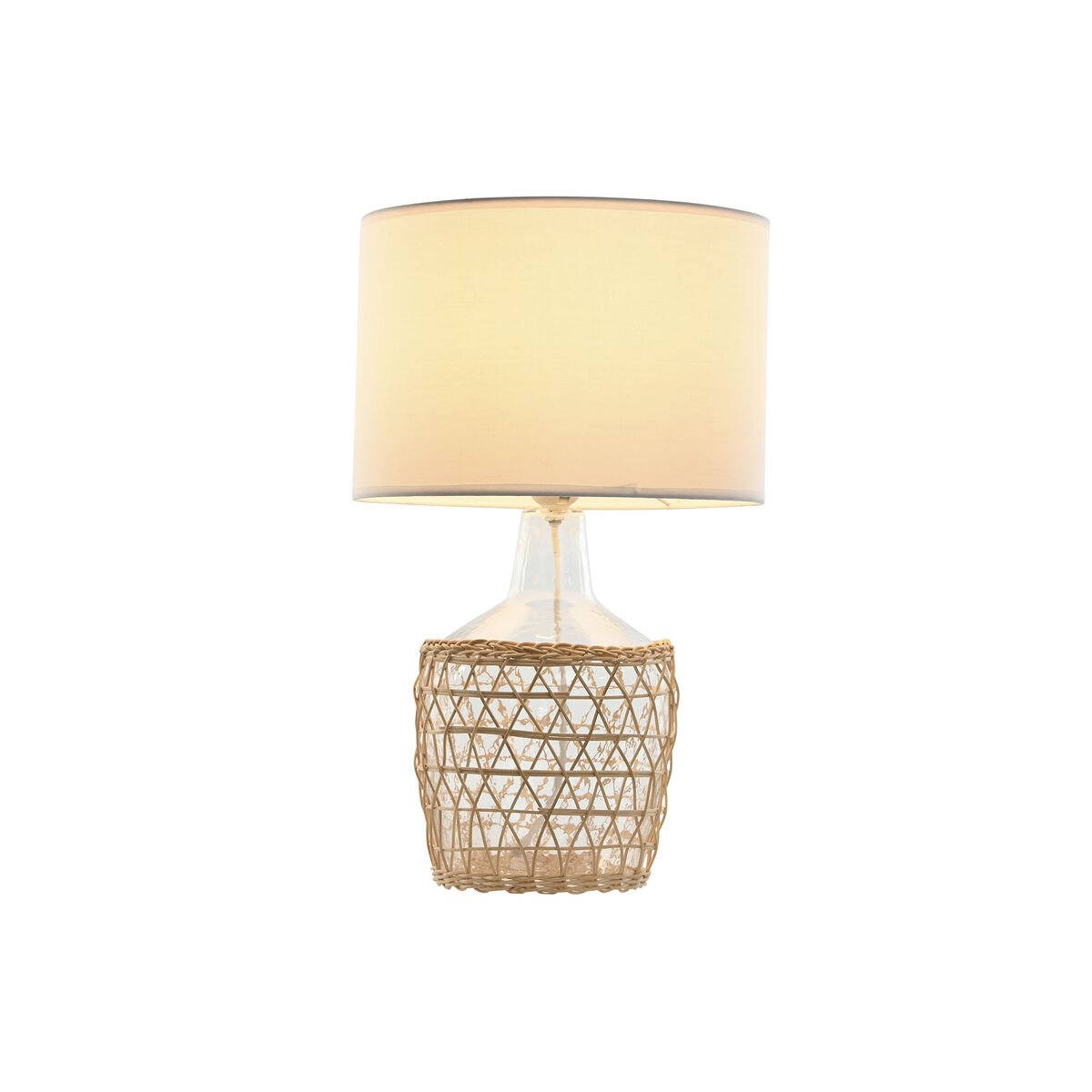 Lámpara de mesa Home ESPRIT Blanco Marrón Cristal Cuerda 220 W 60 V 28 x 28 x 45 cm (2 Unidades)