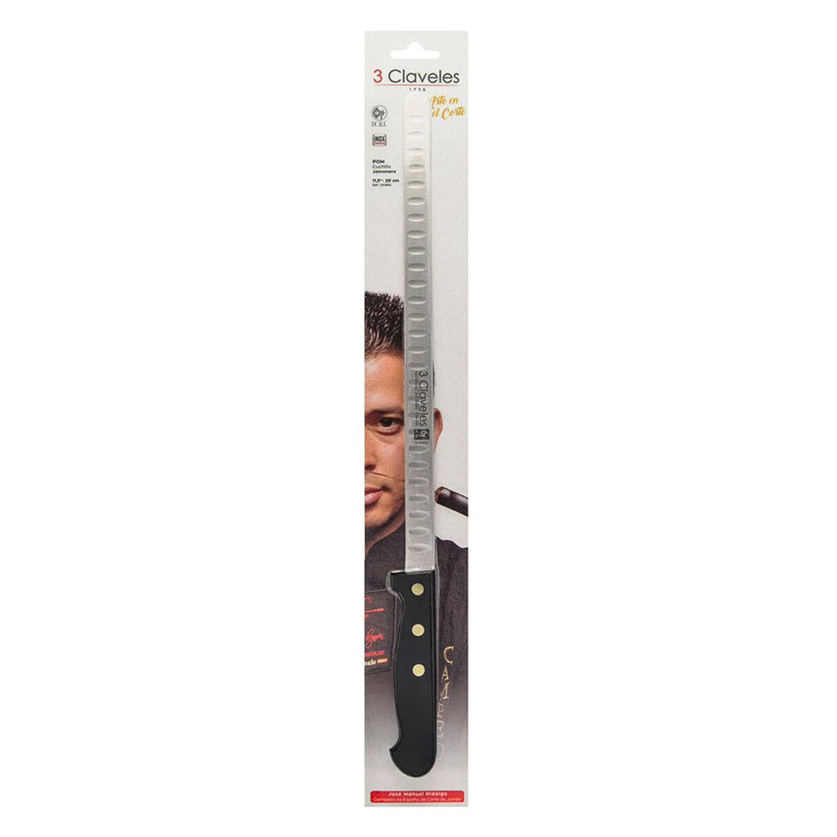 Cuchillo Jamonero 3 Claveles Pom 29 cm Acero Inoxidable