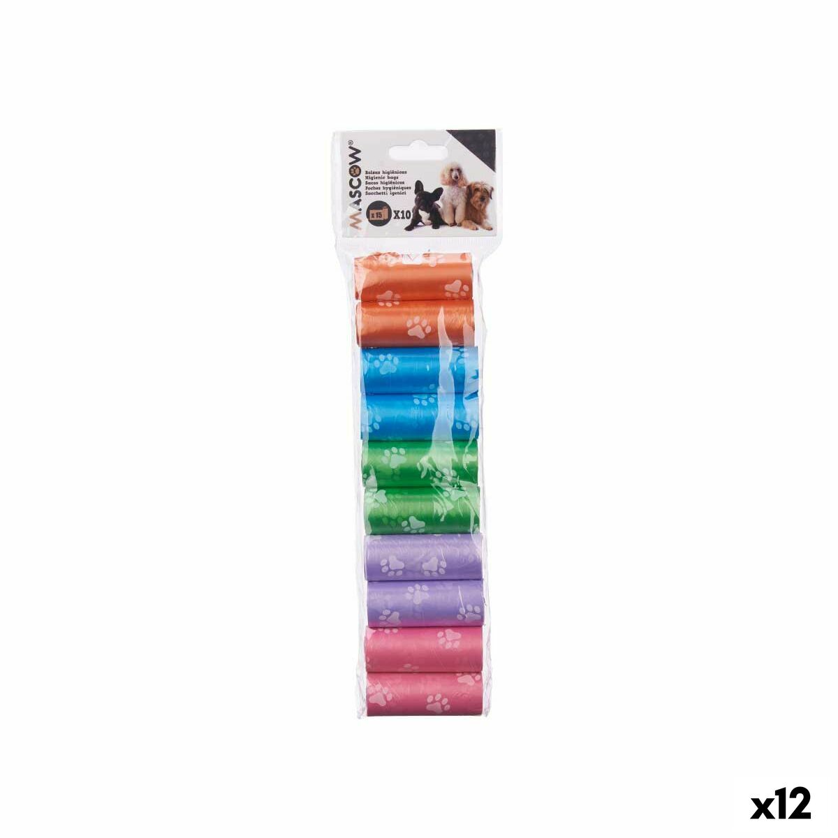 Set de Bolsas Mascow Verde Rosa Violeta 9 x 30 x 2,5 cm Mascotas (12 Unidades)