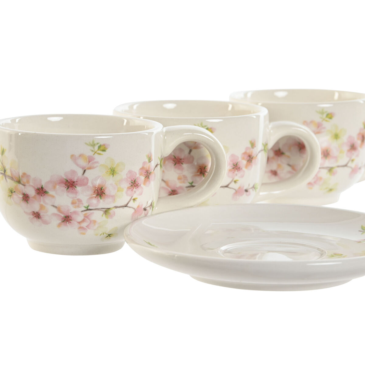 Juego de Tazas de Café Home ESPRIT Amarillo Blanco Rosa Lila Metal Dolomita 180 ml