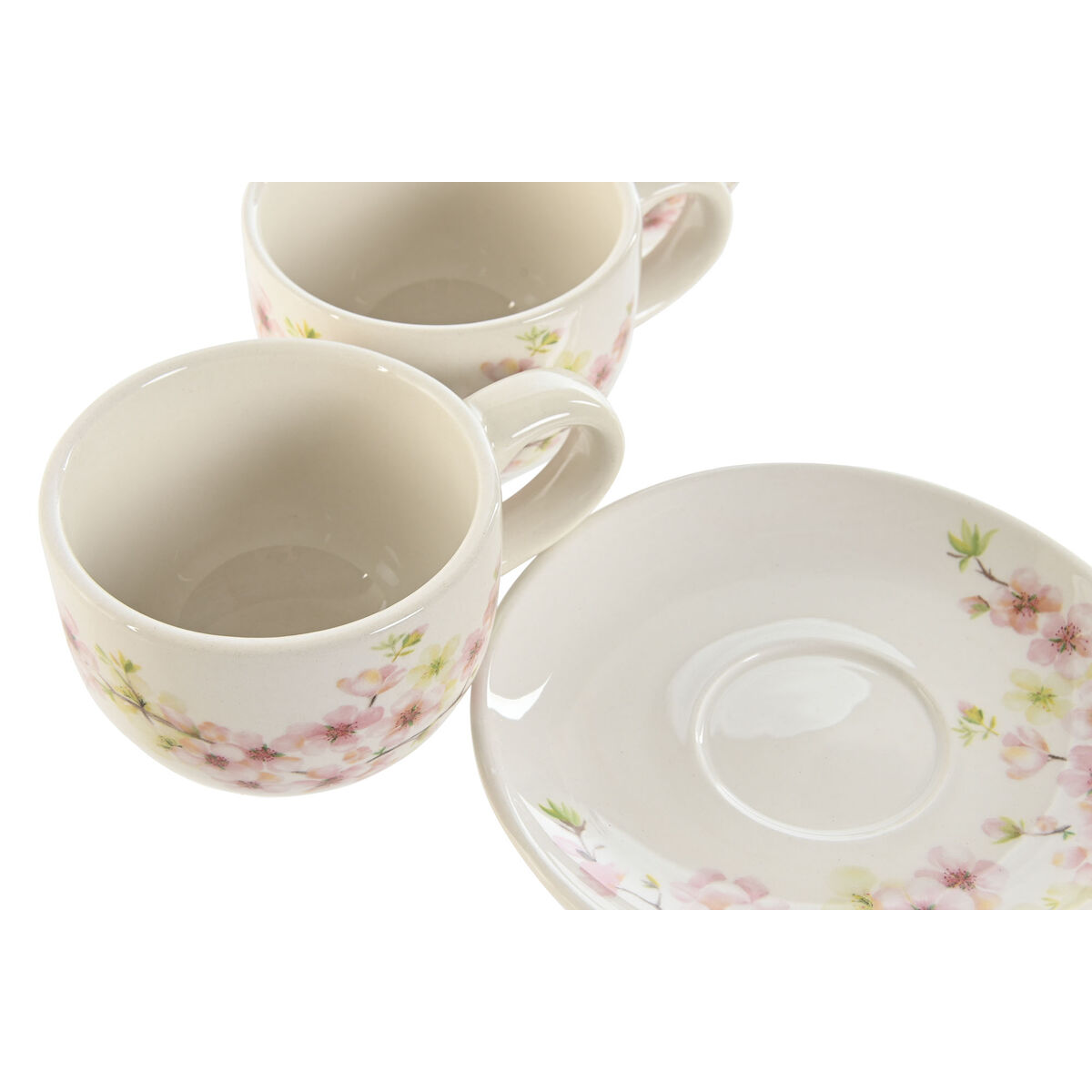 Juego de Tazas de Café Home ESPRIT Amarillo Blanco Rosa Lila Metal Dolomita 180 ml