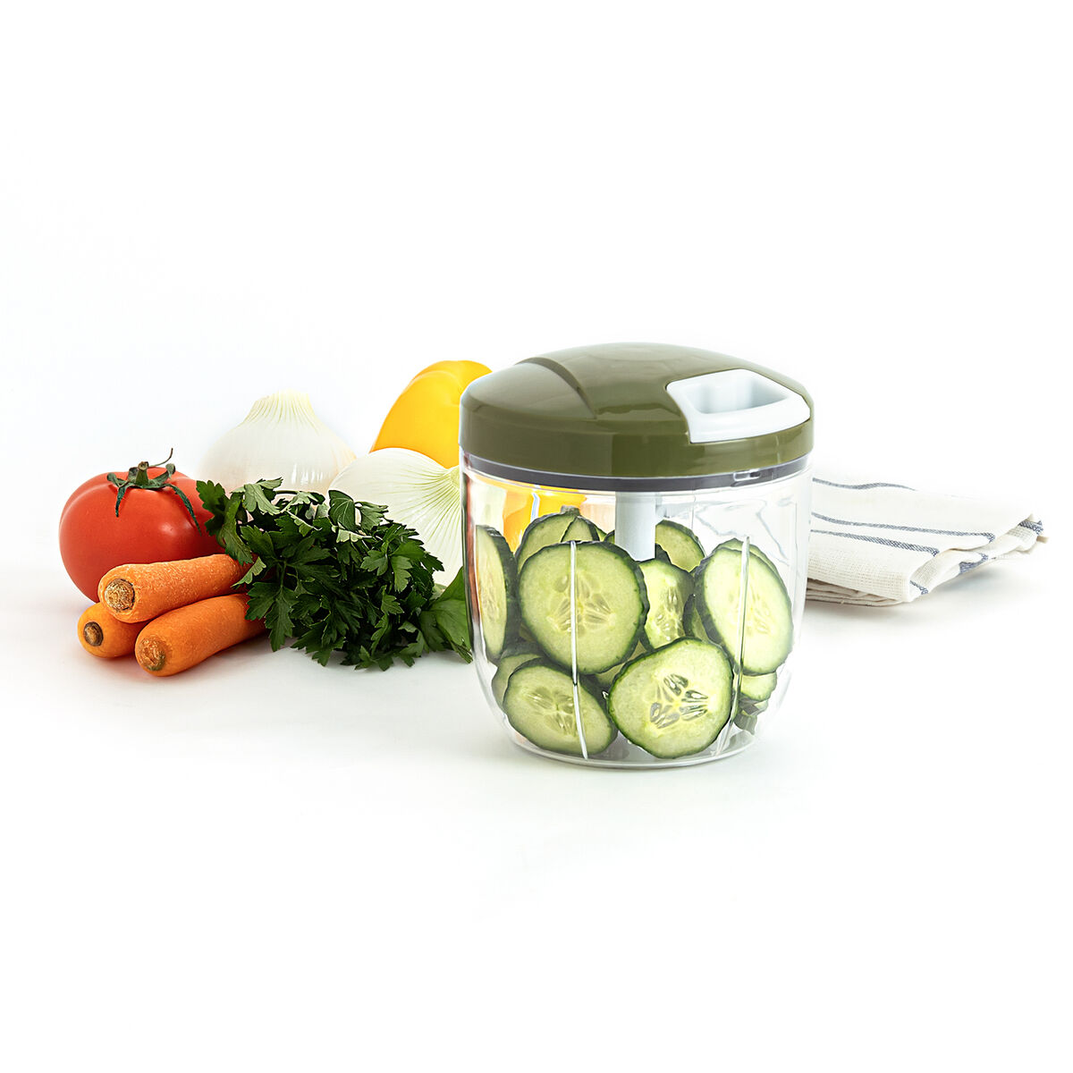 Mini Picadora Manual con Cuerda Quid Naturalia Verde Metal 12,5 x 14 cm Manual