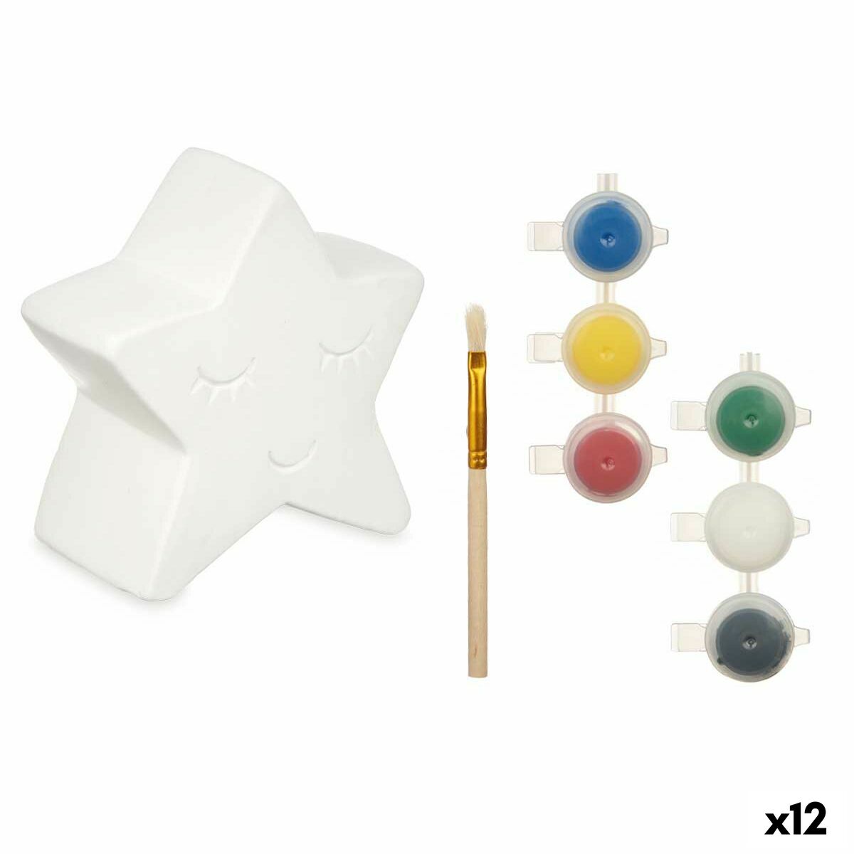 Hucha para Pintar Pincello Blanco 12,8 x 12,6 x 8,2 cm 12,5 x 12,5 x 5,5 cm Estrella (12 Unidades)