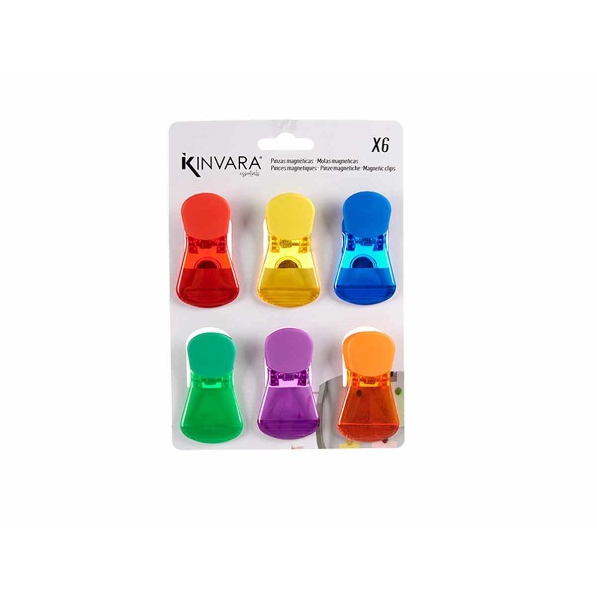Pinzas Cierrabolsas Kinvara Amarillo Azul Rojo Verde Morado Multicolor Naranja Metal Plástico Magnético 6 Piezas (12 Unidades)