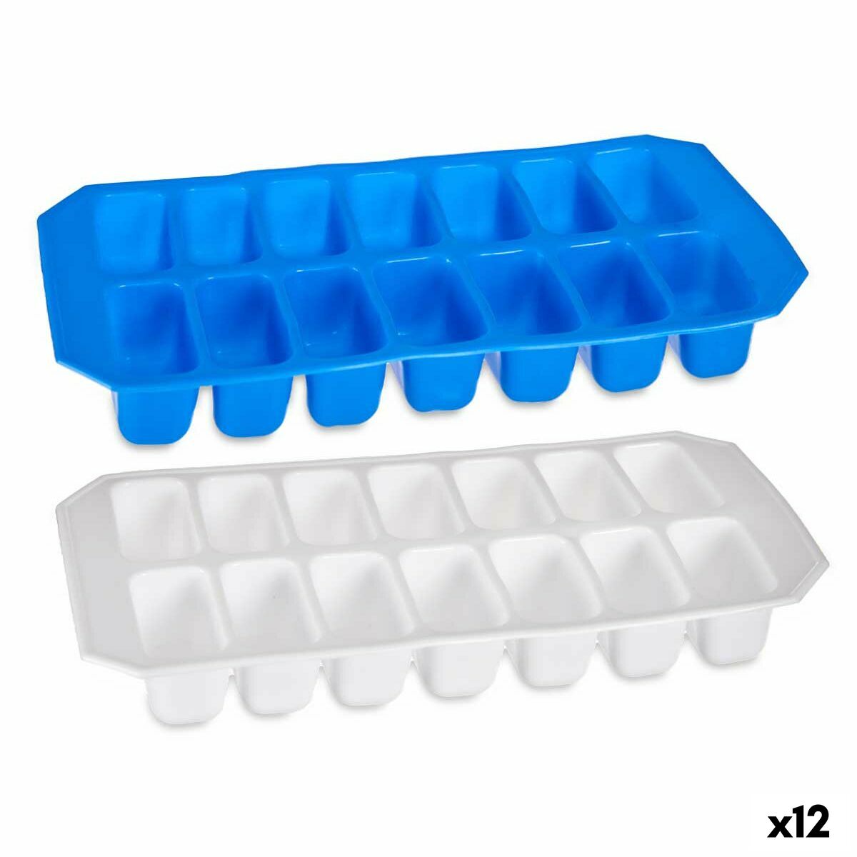 Molde para Cubitos de Hielo Leknes Azul Blanco Caucho 11,2 x 22 x 3 cm 21,8 x 3 x 11,2 cm (12 Unidades)