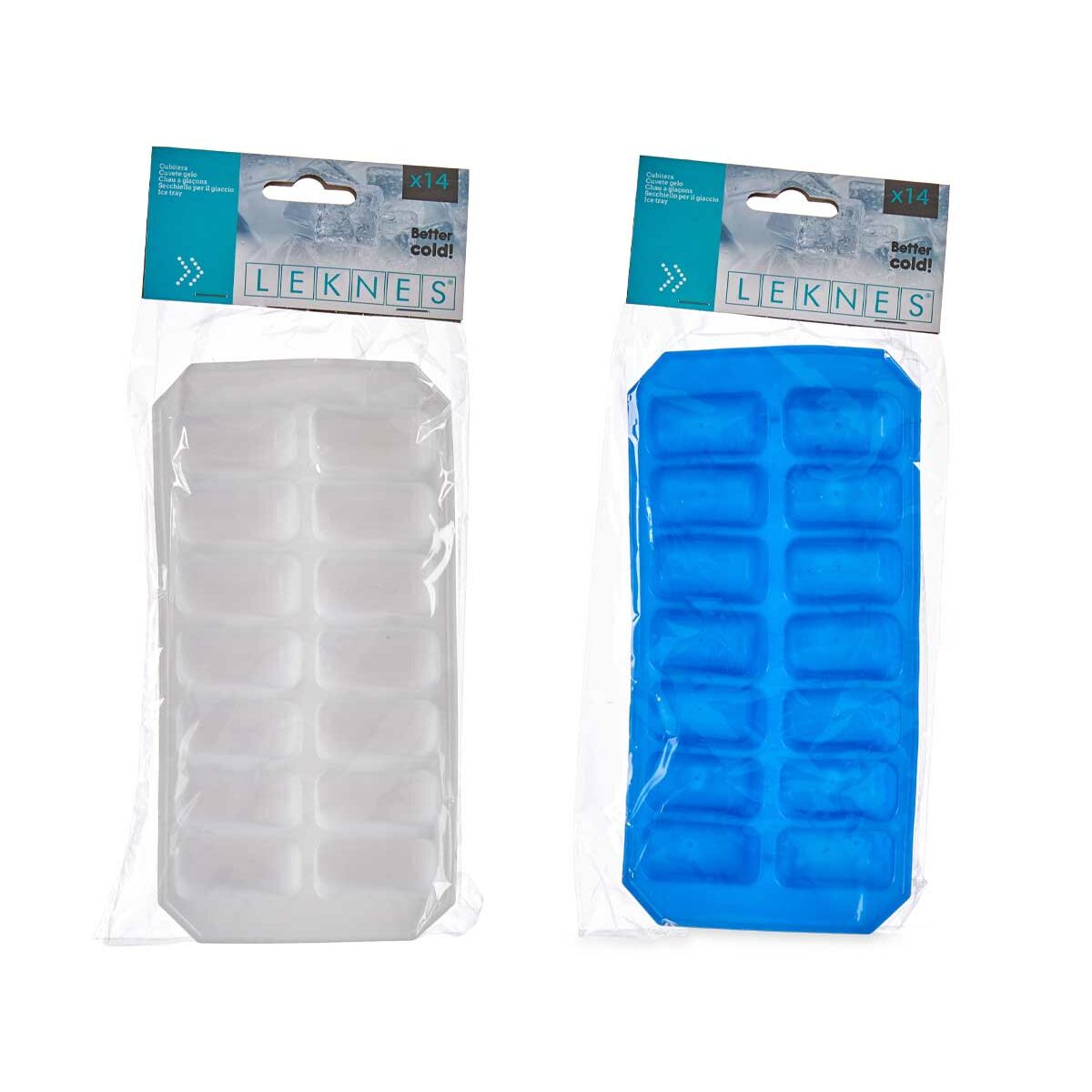 Molde para Cubitos de Hielo Leknes Azul Blanco Caucho 11,2 x 22 x 3 cm 21,8 x 3 x 11,2 cm (12 Unidades)