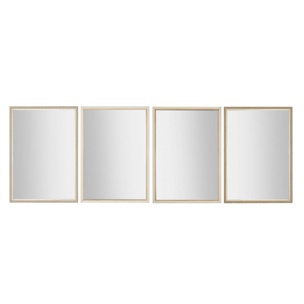 Espejo de pared Home ESPRIT Blanco Marrón Beige Gris 66 x 2 x 92 cm 70 x 2 x 97 cm (4 Unidades)