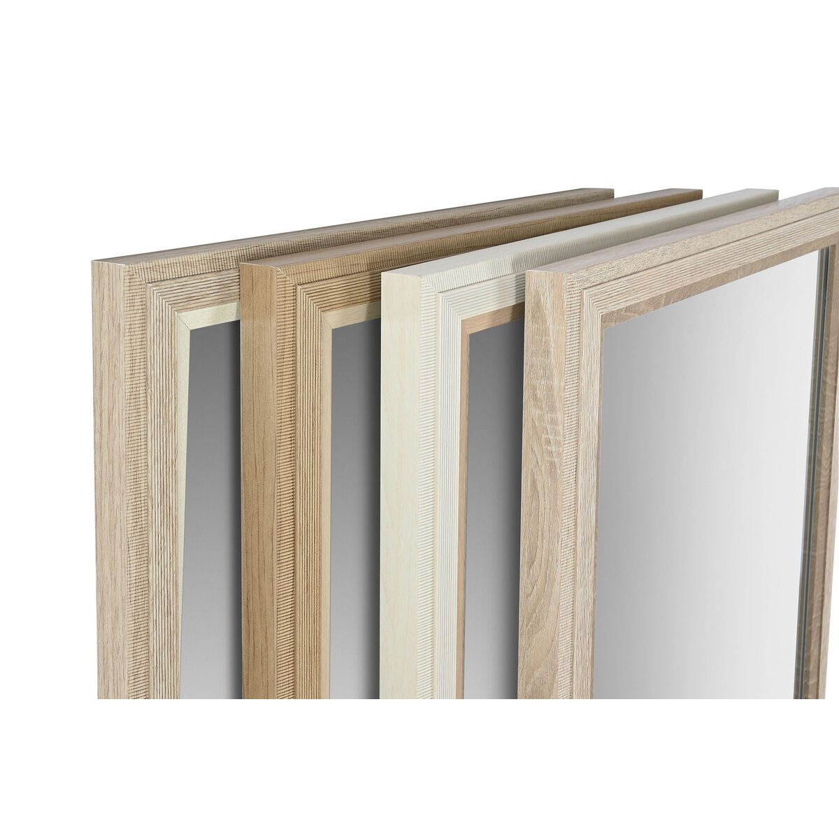 Espejo de pared Home ESPRIT Blanco Marrón Beige Gris 66 x 2 x 92 cm (4 Unidades)