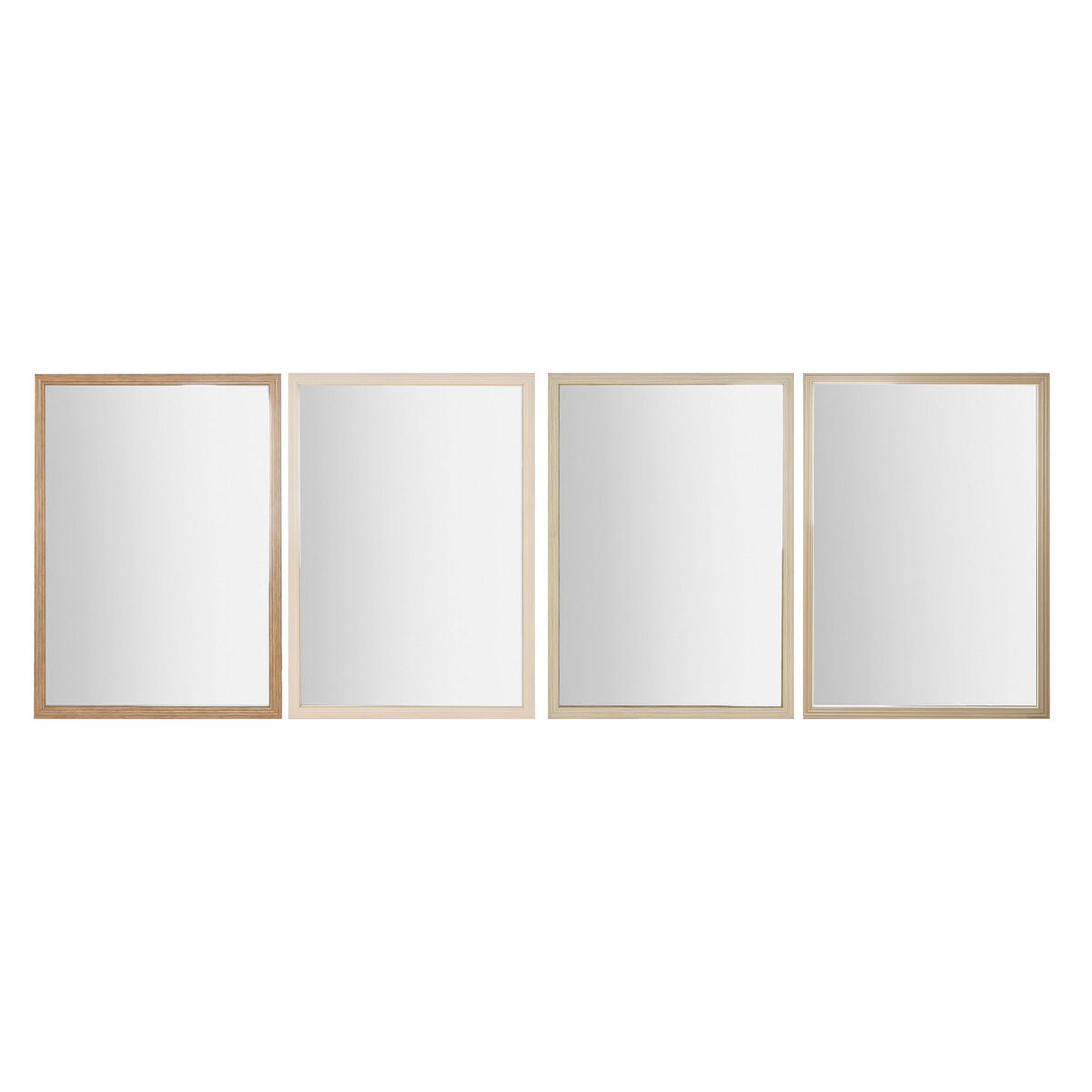 Espejo de pared Home ESPRIT Blanco Marrón Beige Gris 66 x 2 x 92 cm (4 Unidades)