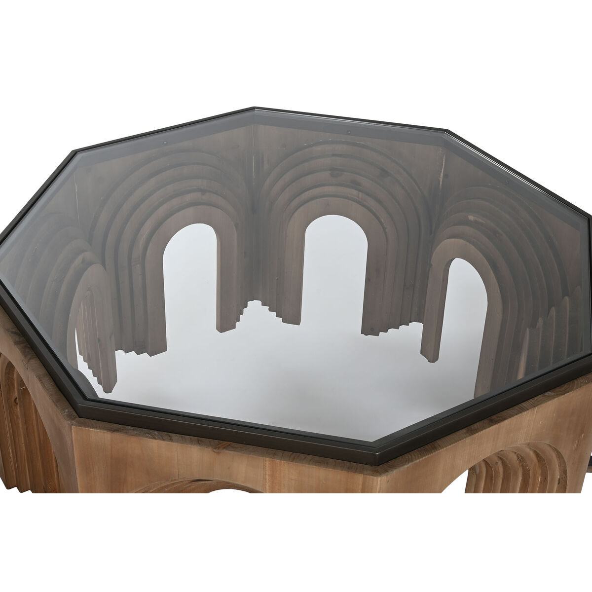 Mesa de Centro Home ESPRIT Cristal Madera de abeto 99 x 99 x 46 cm