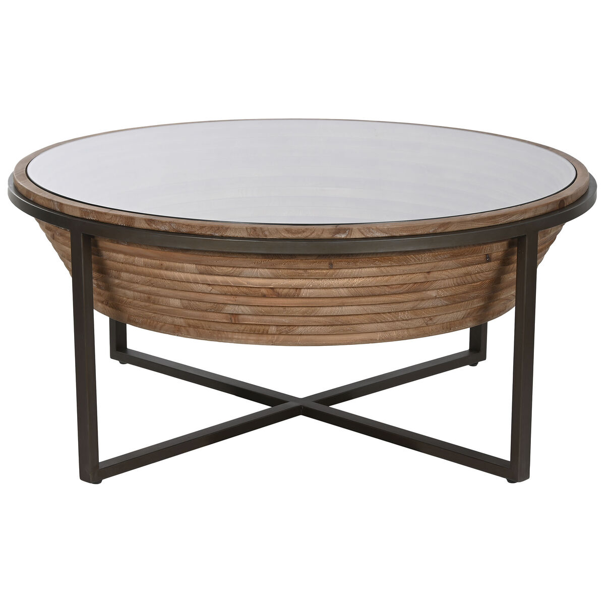 Mesa de Centro Home ESPRIT Cristal Madera de abeto 102 x 102 x 46 cm
