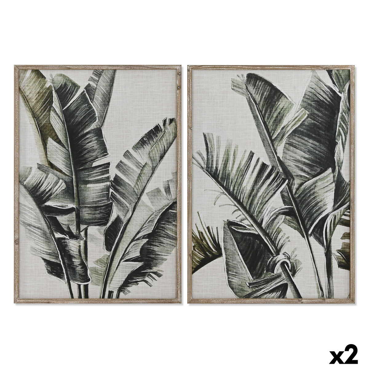 Cuadro Home ESPRIT Palmeras Tropical 70 x 4 x 100 cm (2 Unidades)