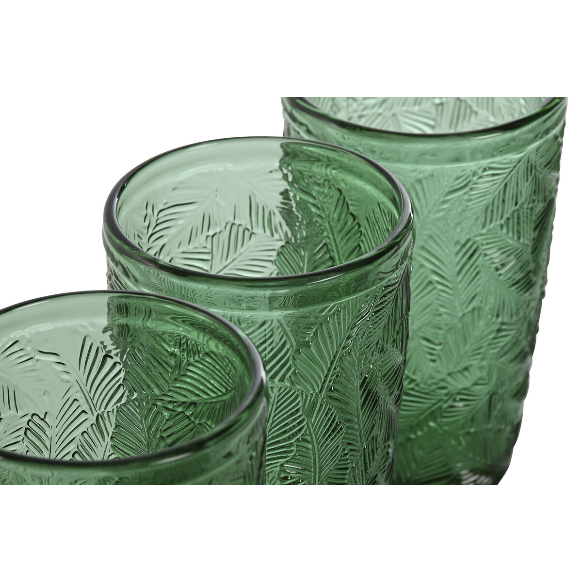 Set de Vasos Home ESPRIT Verde Cristal Con relieve 370 ml (6 Unidades)