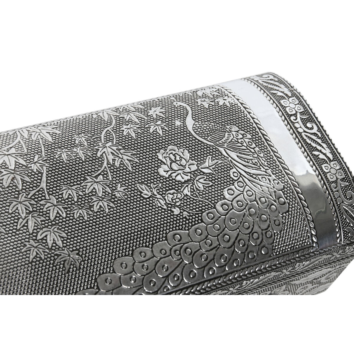 Caja-Joyero Home ESPRIT Verde Plateado Madera Aluminio 22,5 x 10 x 6,5 cm