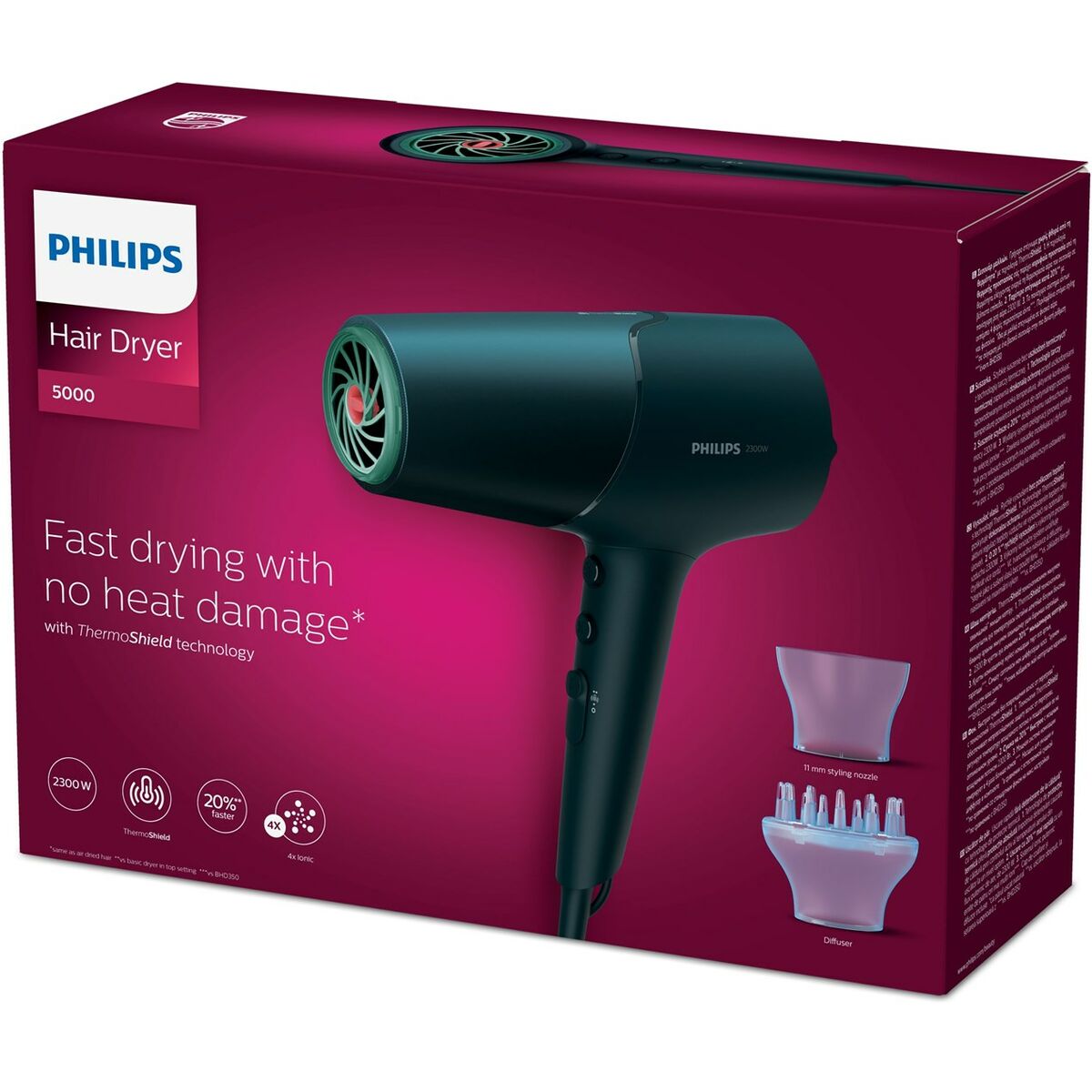 Secador de Pelo Philips BHD512/00 2300 W Negro Azul marino
