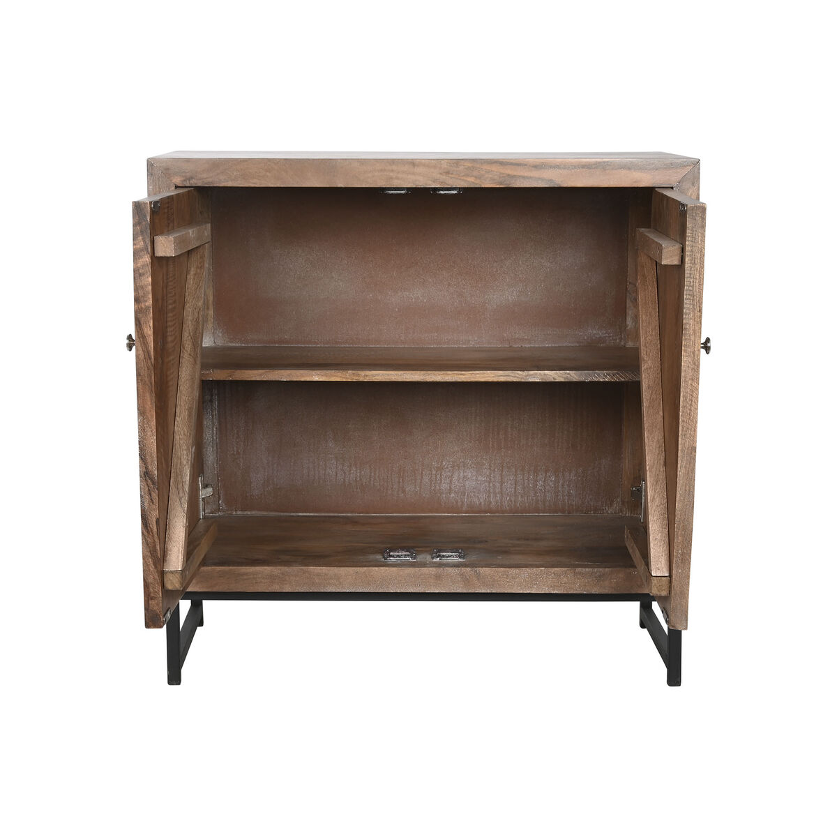 Aparador Home ESPRIT Marrón Negro Plateado Natural Madera de mango Espejo 80 x 38 x 80 cm