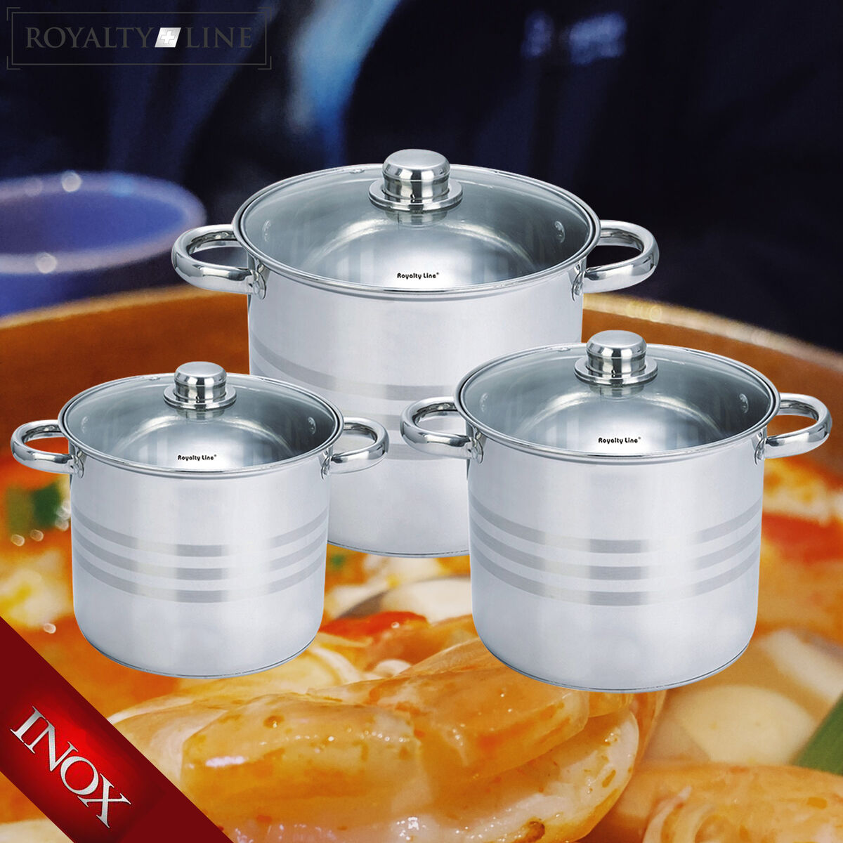 Batería de Cocina Royalty Line SP1  Acero 6 Piezas