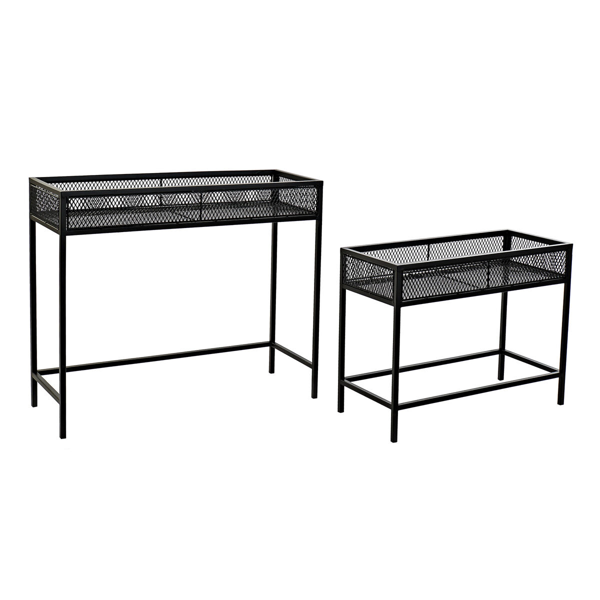 Set de Maceteros Home ESPRIT Negro Metal 70 x 25 x 60 cm
