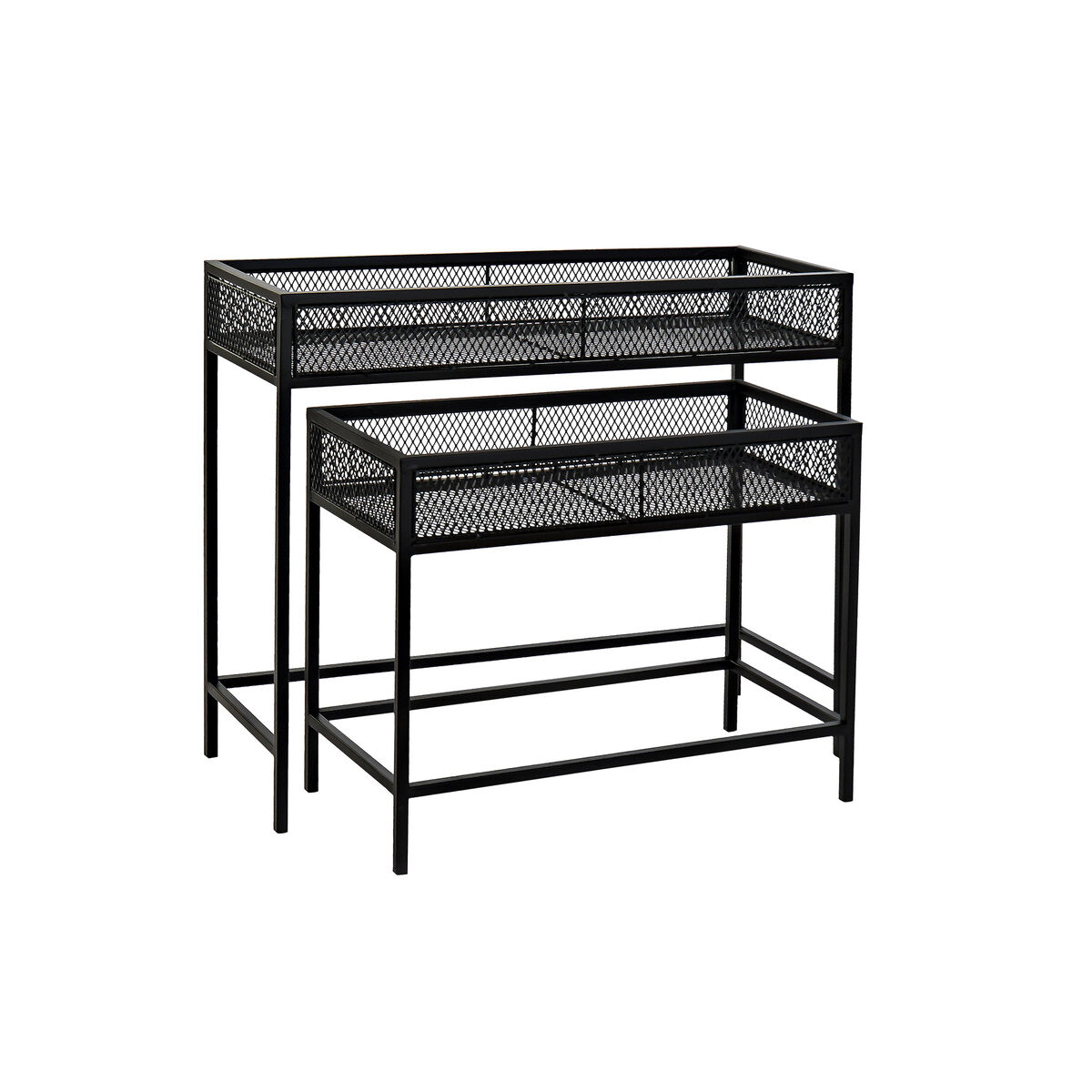 Set de Maceteros Home ESPRIT Negro Metal 70 x 25 x 60 cm