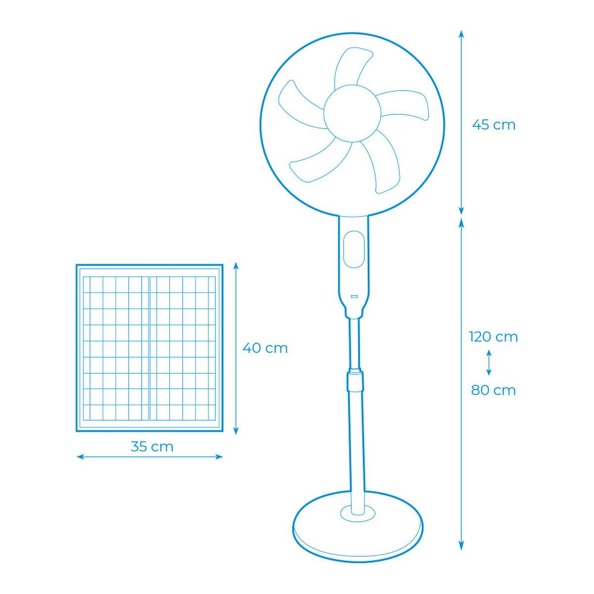 Ventilador de Pie EDM 33523 Blanco 25 W Solar
