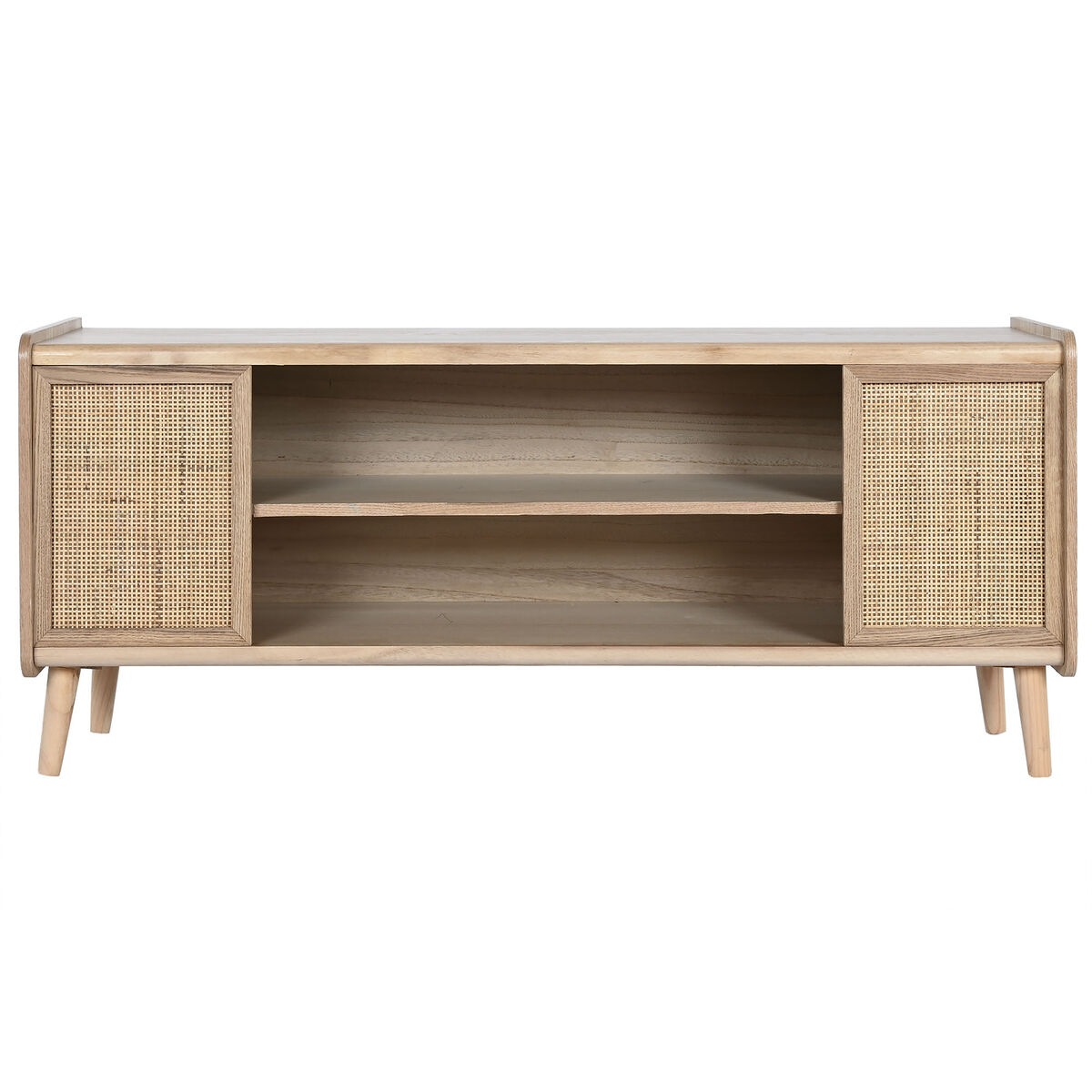 Mueble de TV Home ESPRIT Natural Ratán Madera de Paulonia 120 x 35 x 54 cm
